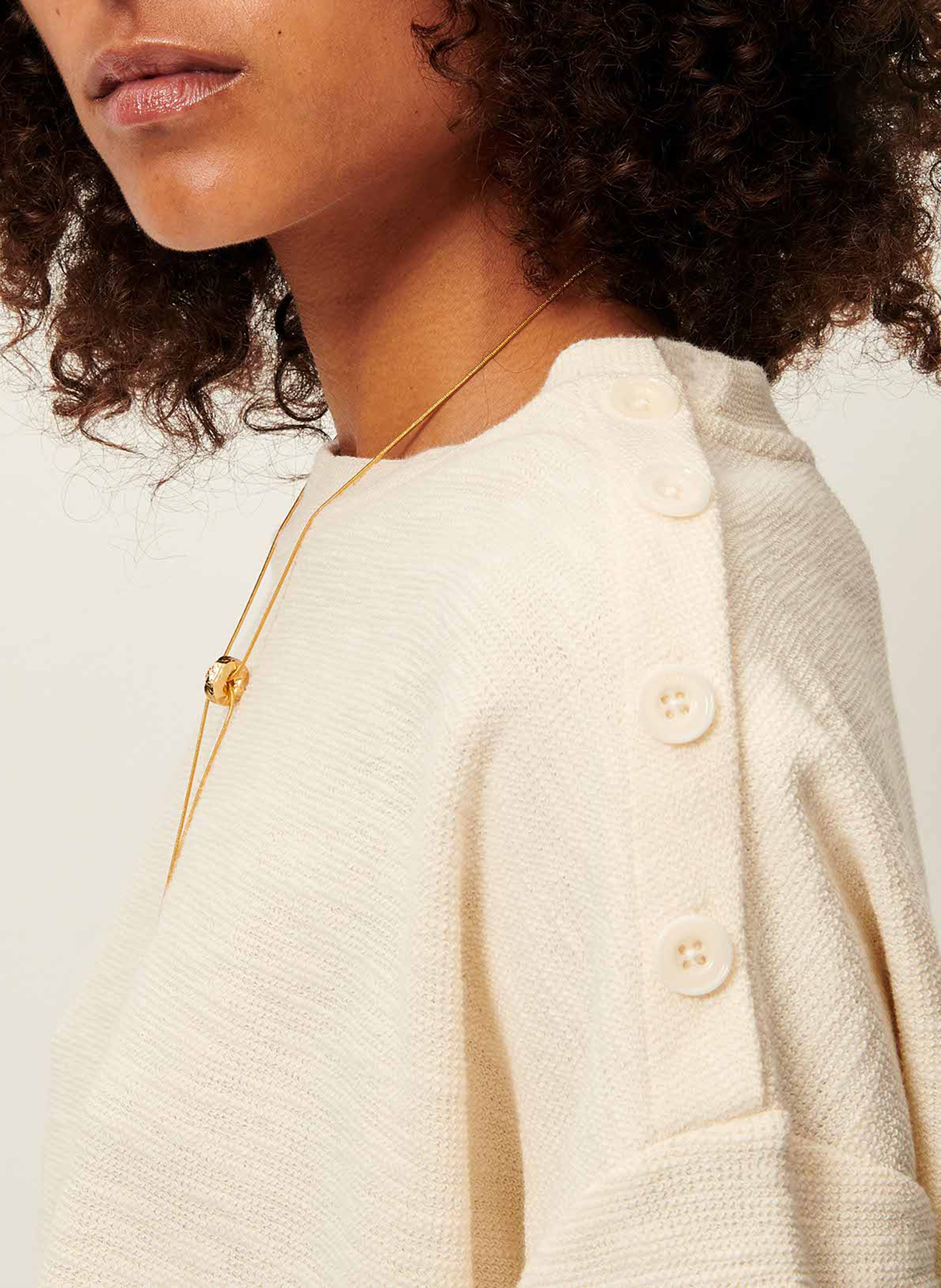 Dunne trui van katoenmix met ronde hals SESSUN Beige