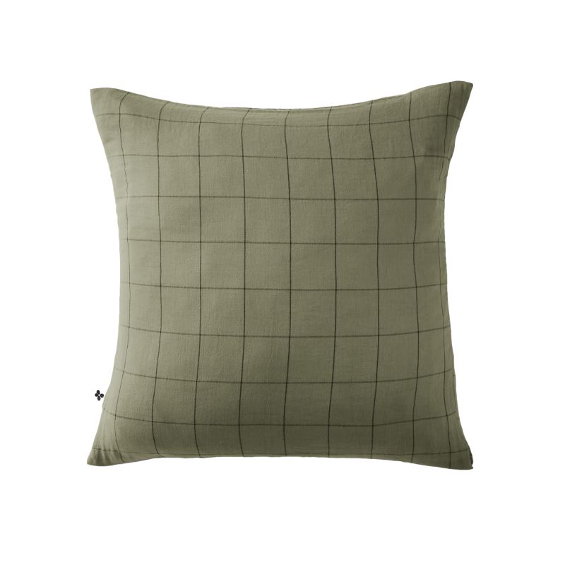 Cotton percale pillow case L'EFFET PAPILLON Green