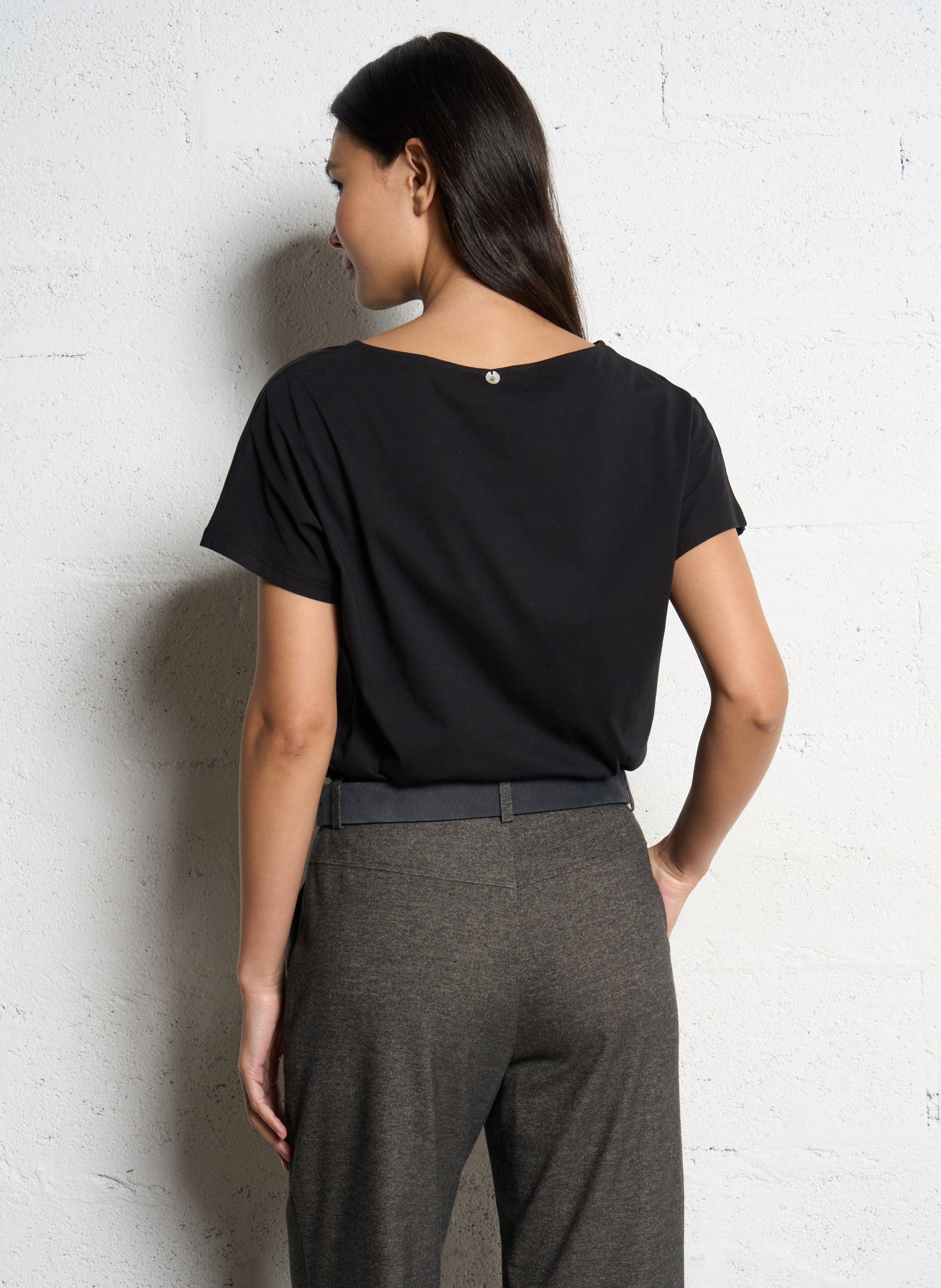 Effen T-shirt ONE STEP Zwart