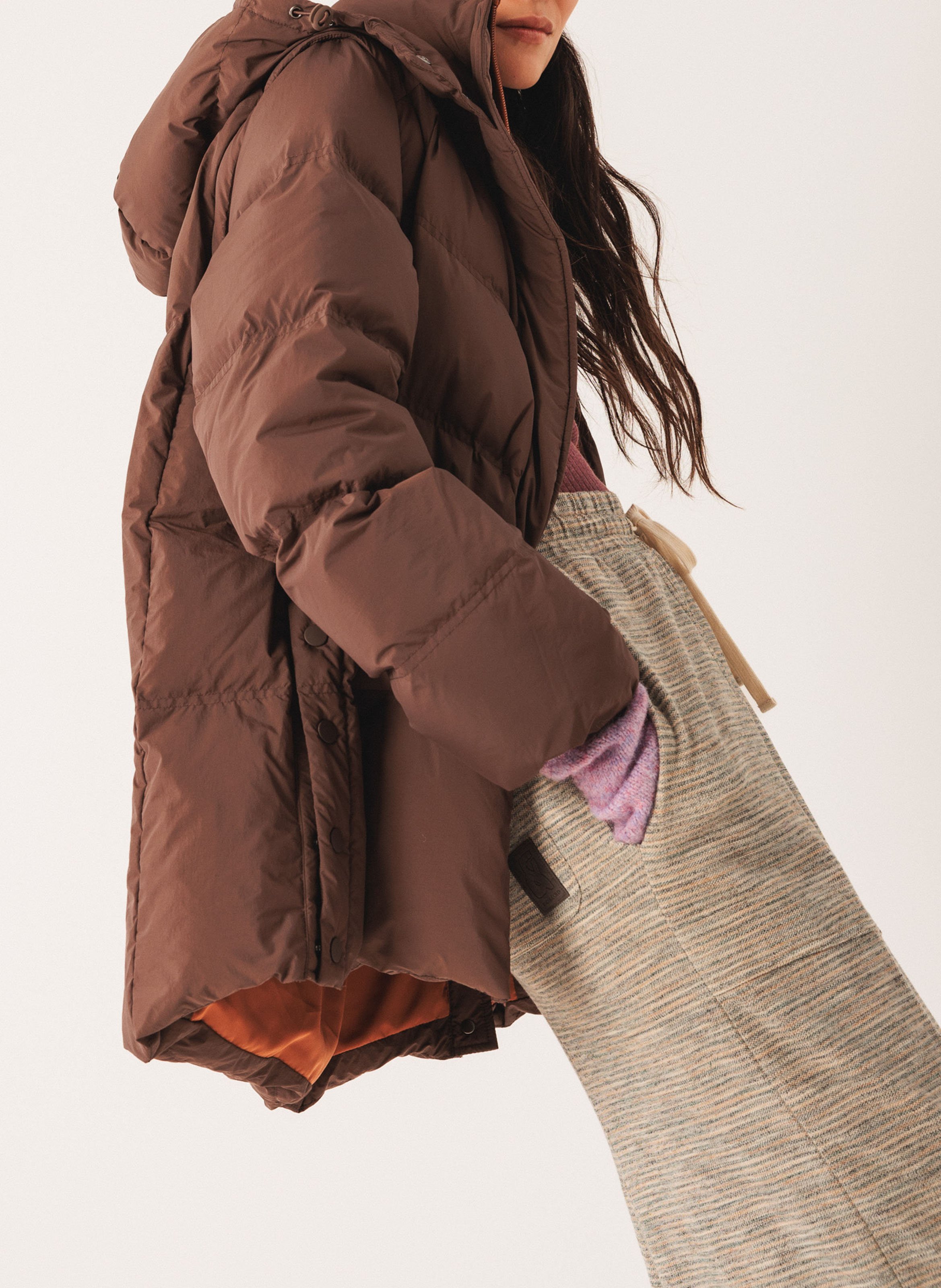 Daunenjacke mit Stehkragen INDI & COLD Braun