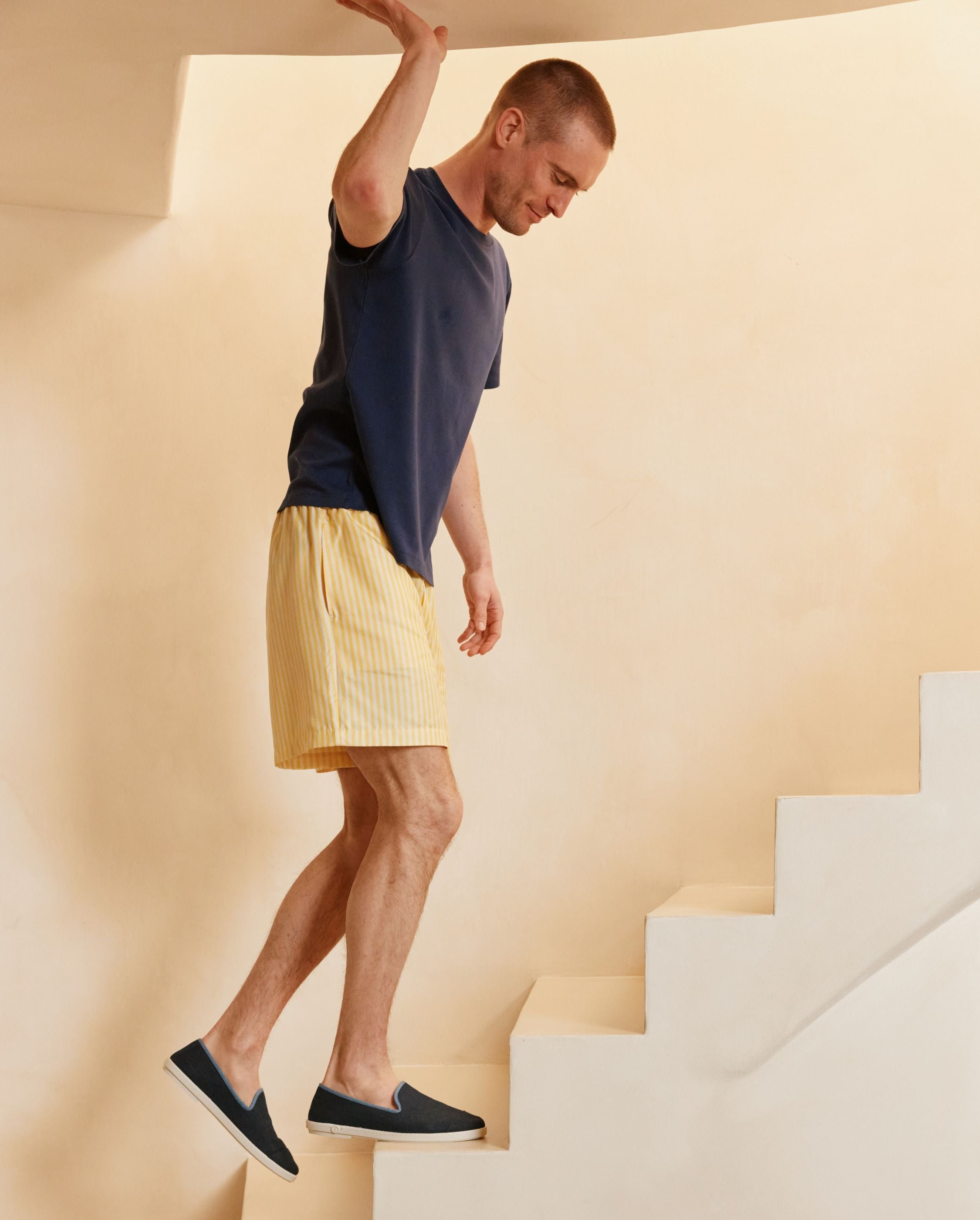 Men's linen slippers, navy blue. ANGARDE Blue