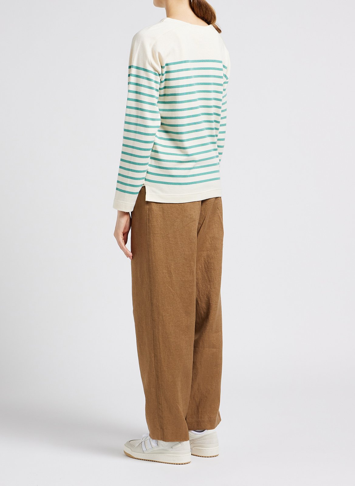 Pantalon taille haute en lin VILA Marron