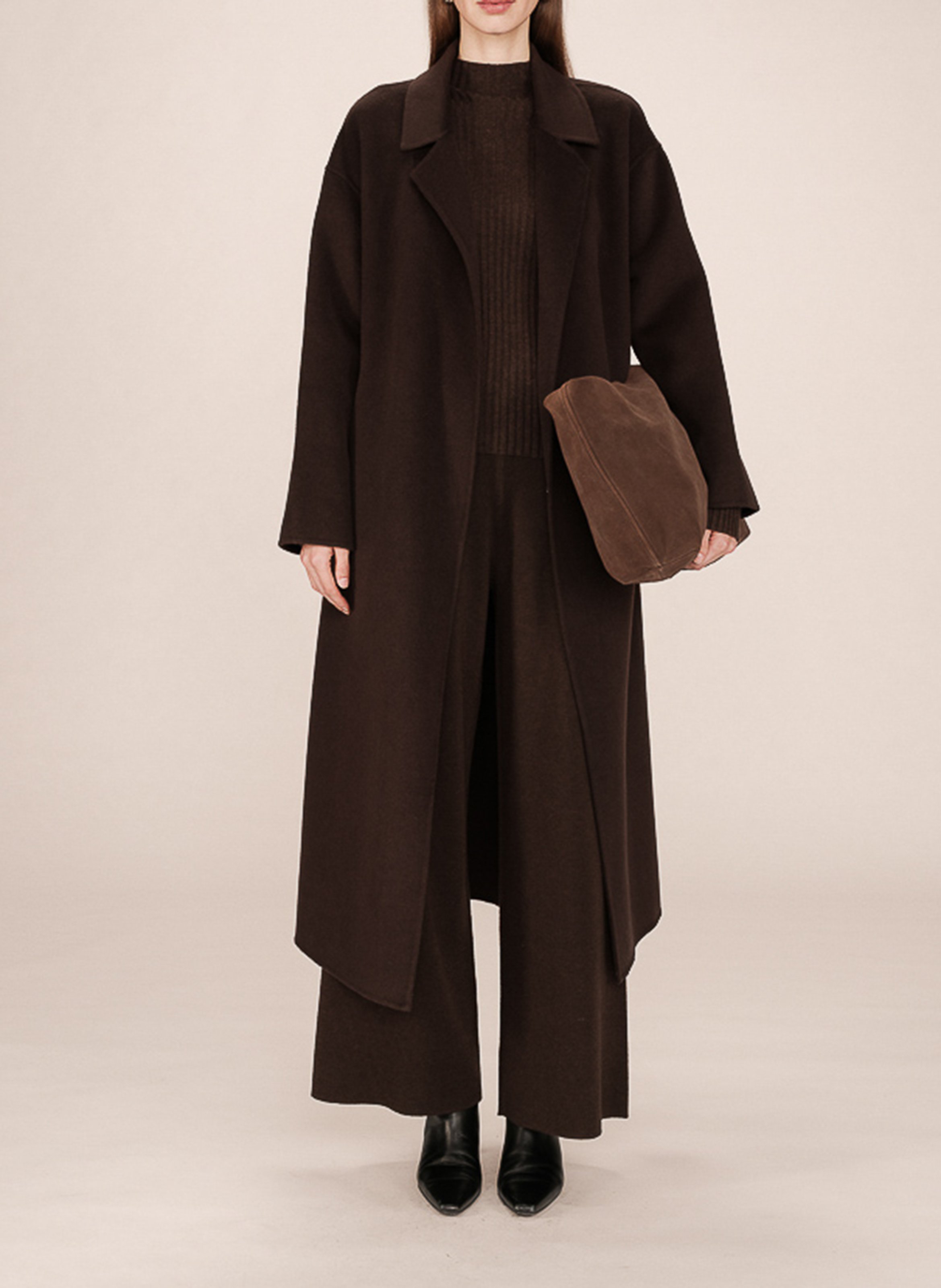 Oversized wool-blend coat with tailored collar GRACE ET MILA Brown