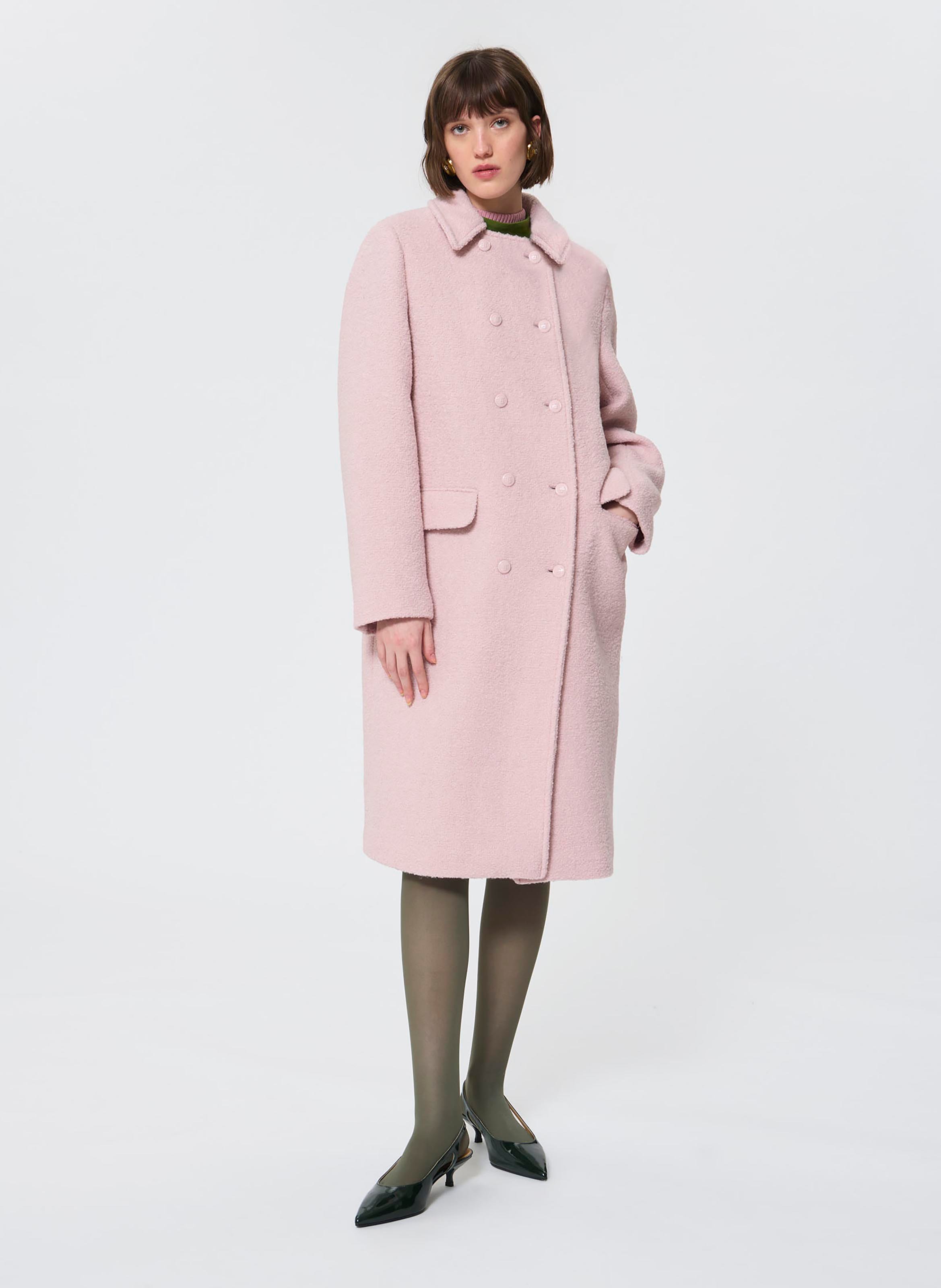 Long coat with classic collar in a wool blend TARA JARMON Pink