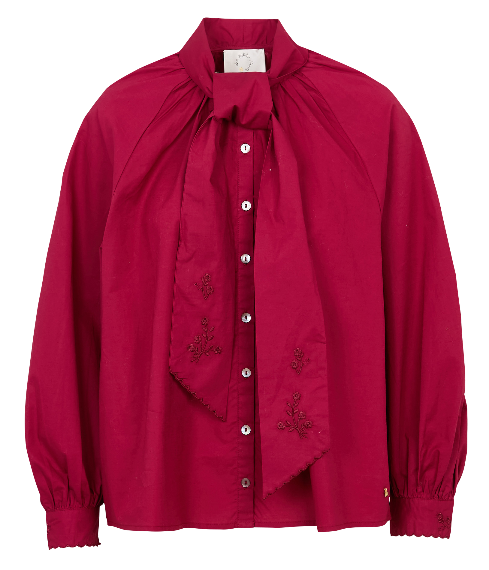 Shirt with lavallière collar in cotton DES PETITS HAUTS Purple