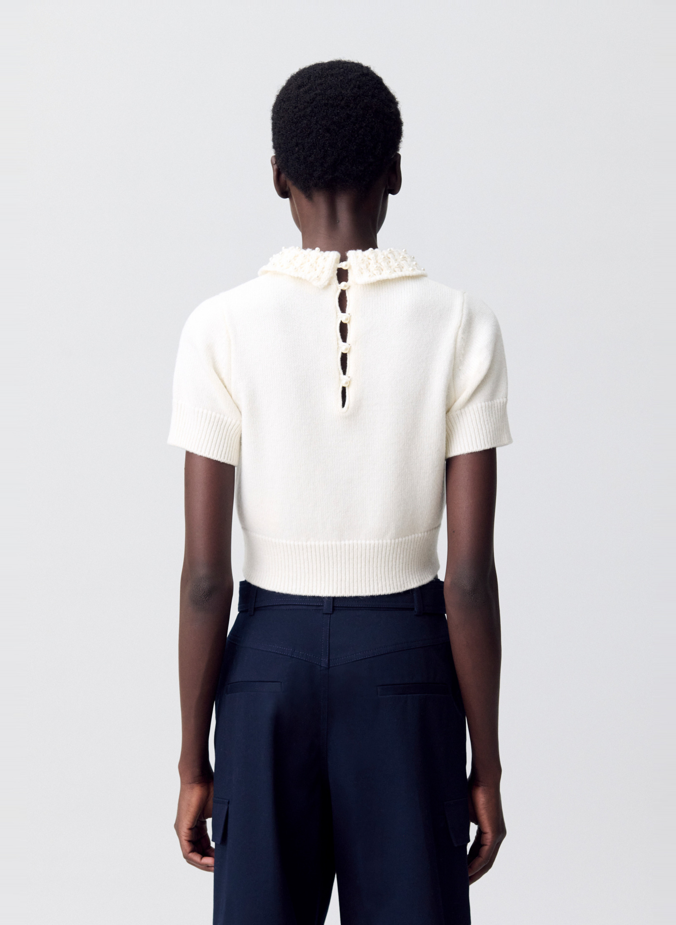 Top ajusté en laine et cachemire CLAUDIE PIERLOT Beige