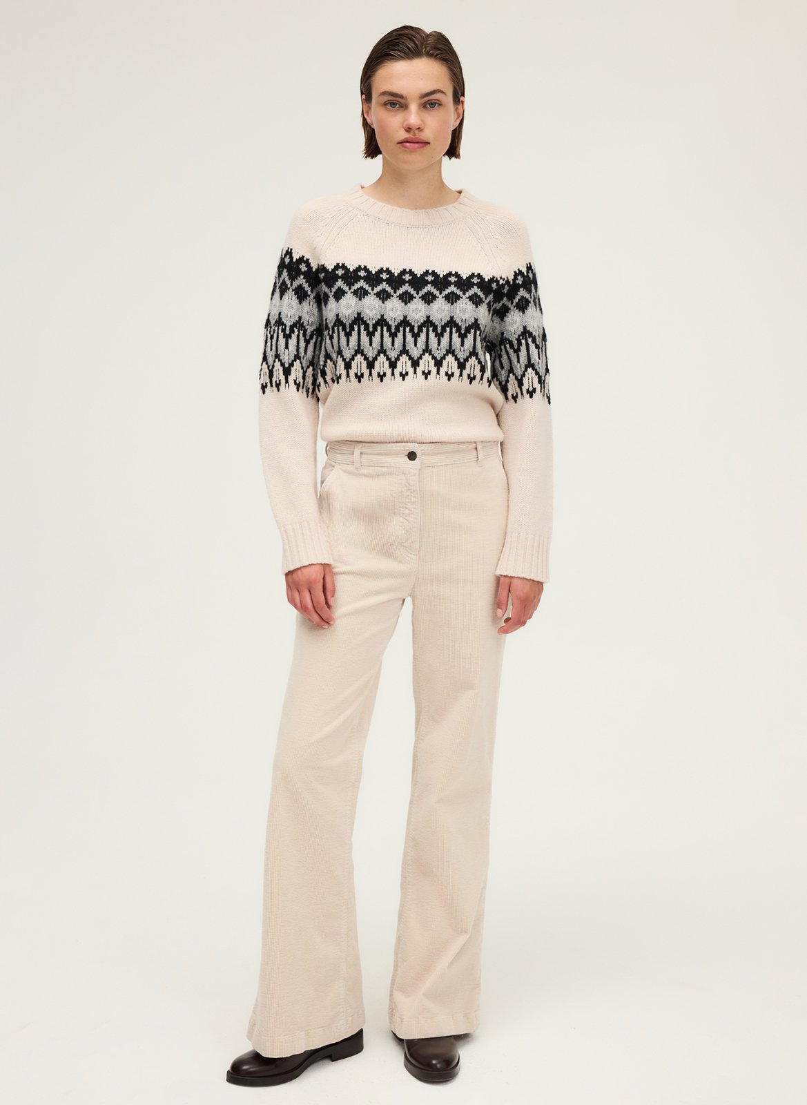 Pantalon flare en coton mélangé PABLO Beige