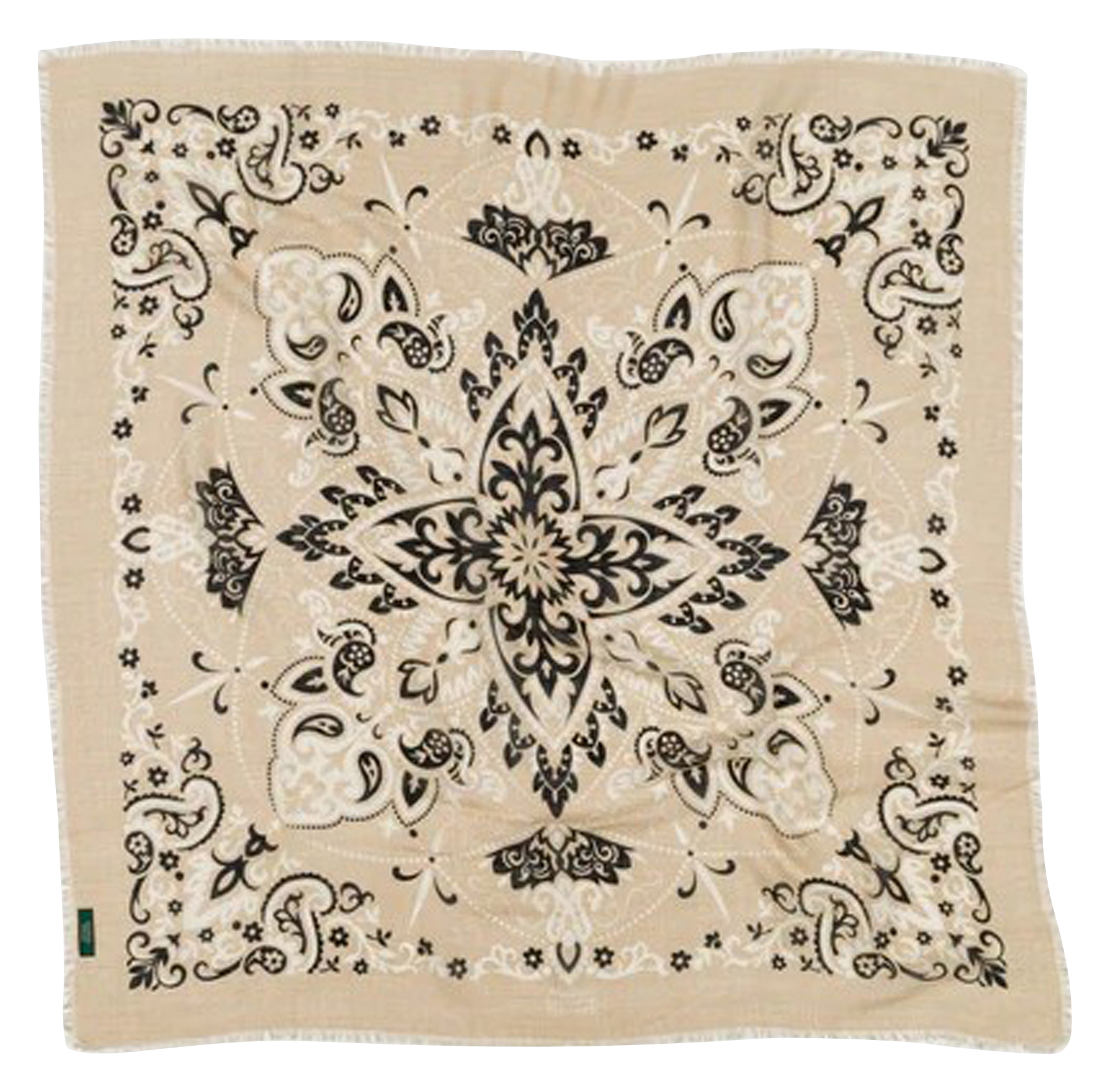 Haddock wool and silk printed scarf MAISON LECOMTE FLAMENT Beige