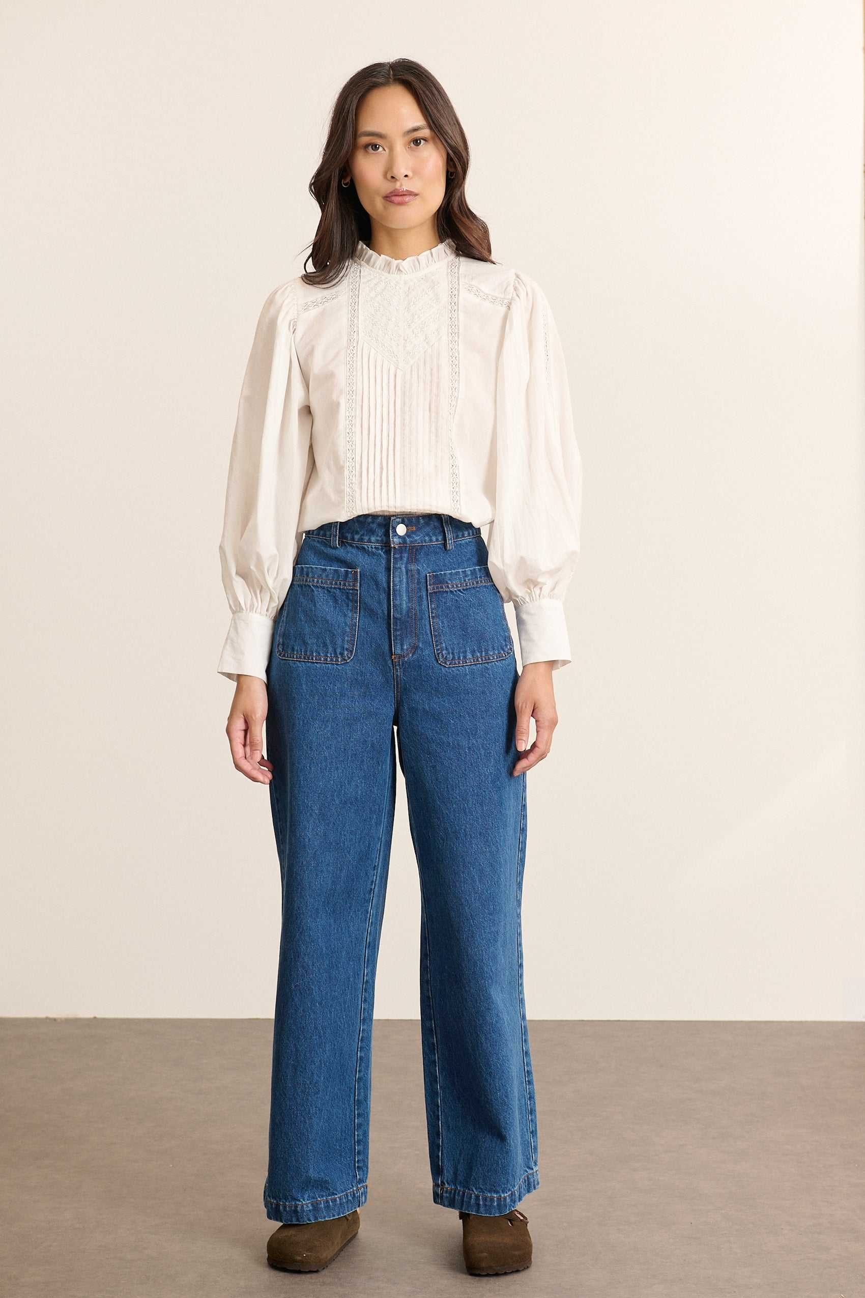 Blouse with lace ruffled collar GARANCE PARIS White