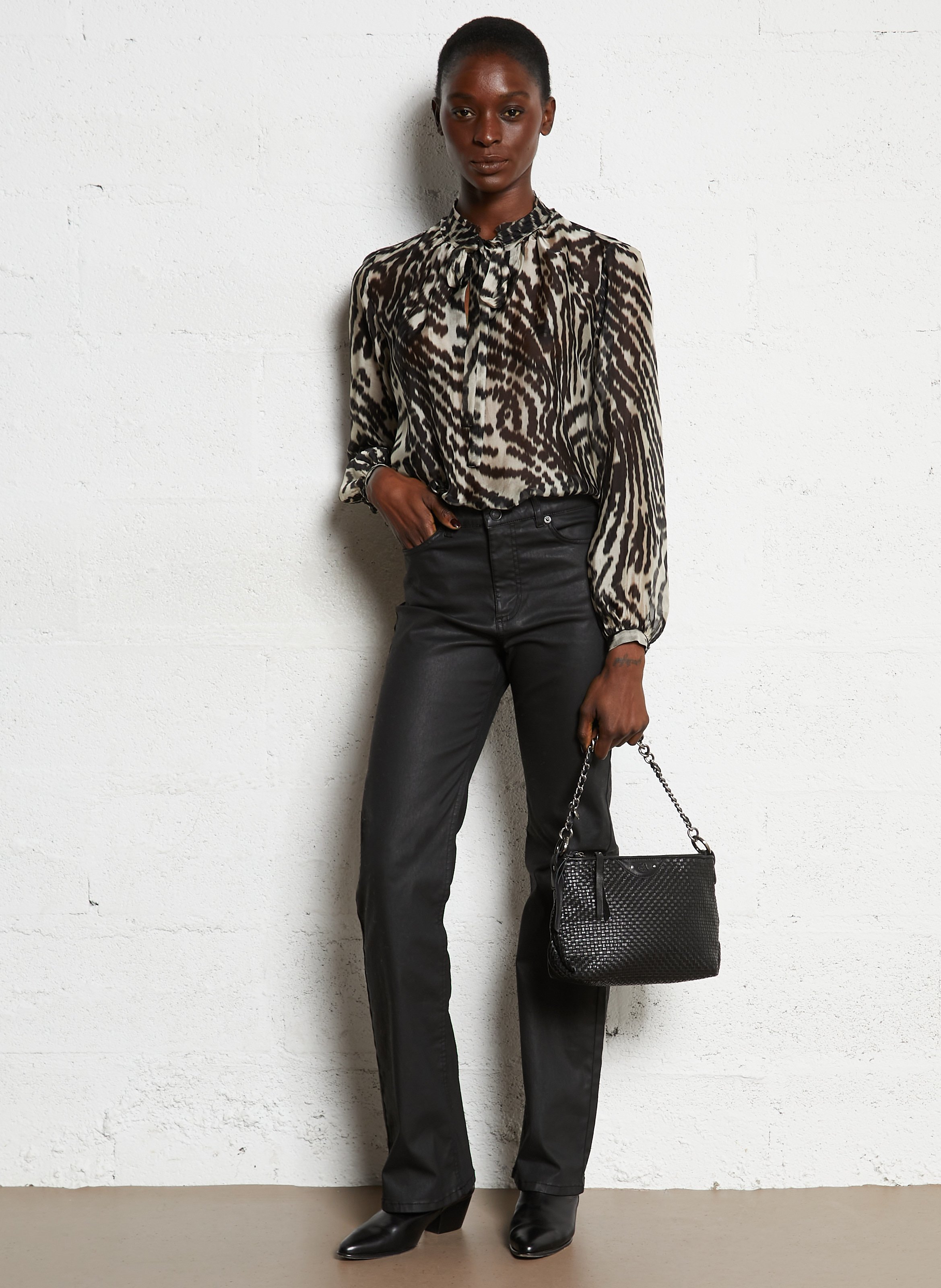 Brieftasche aus Leder MILA LOUISE Schwarz