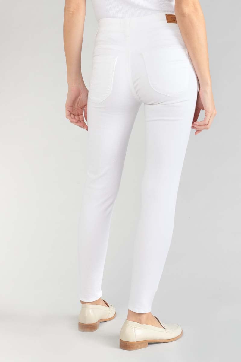 High-waisted push-up slim jeans, 7/8 length LE TEMPS DES CERISES White
