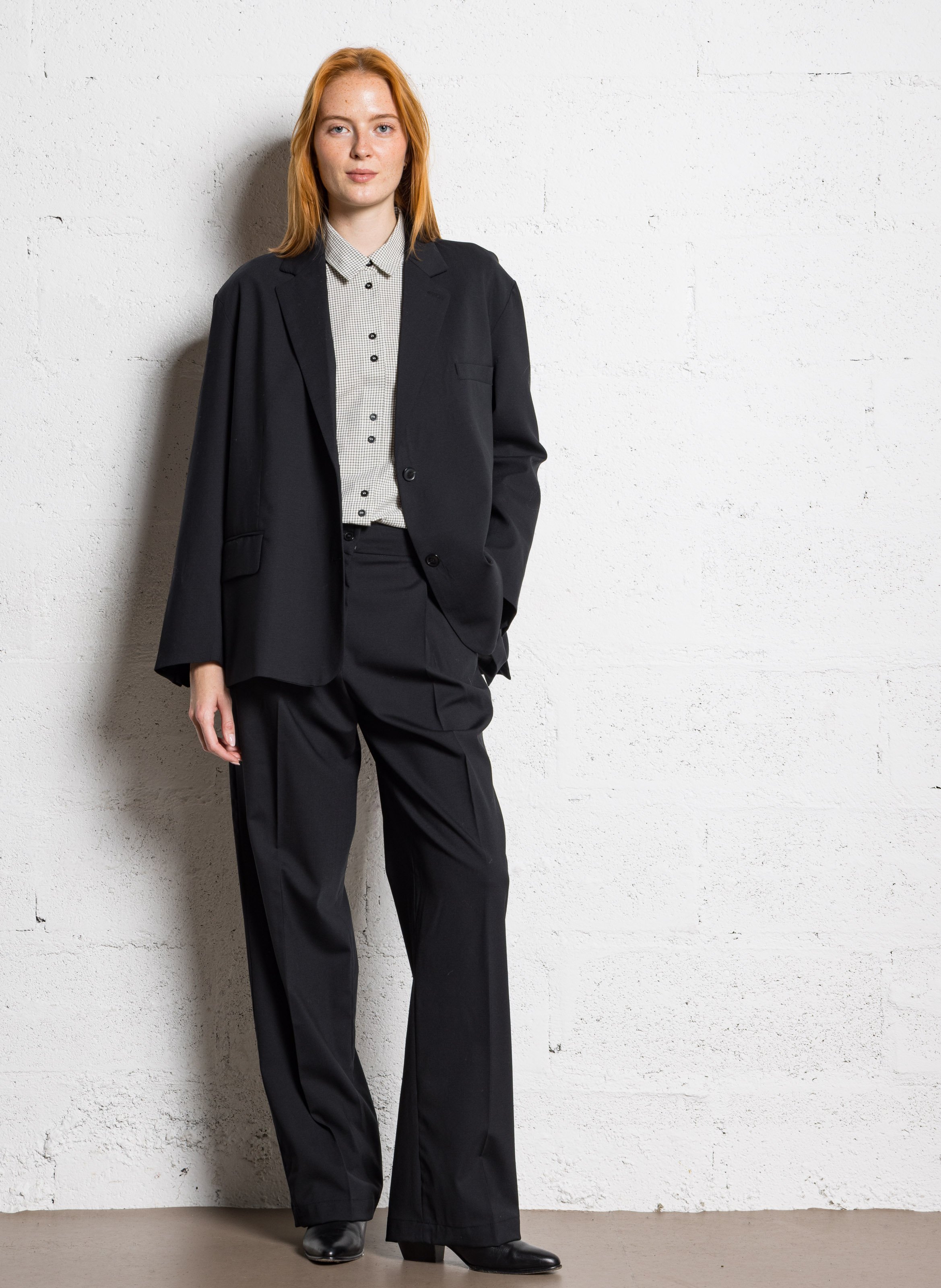 Cotton- and linen-blend loose-fit blazer BELLEPIECE Black