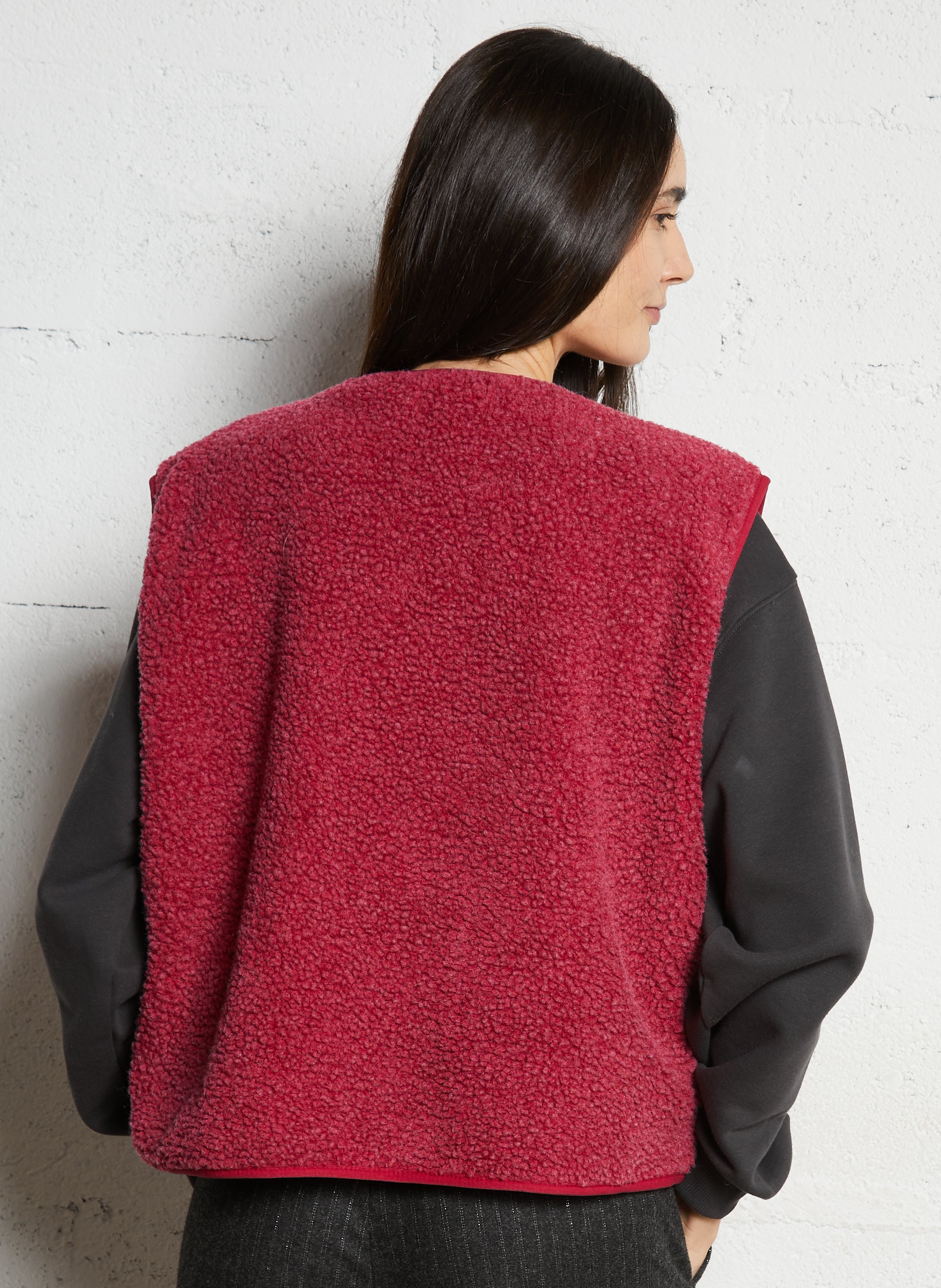 Gilet col rond molletonné sans manches AMERICAN VINTAGE Rose