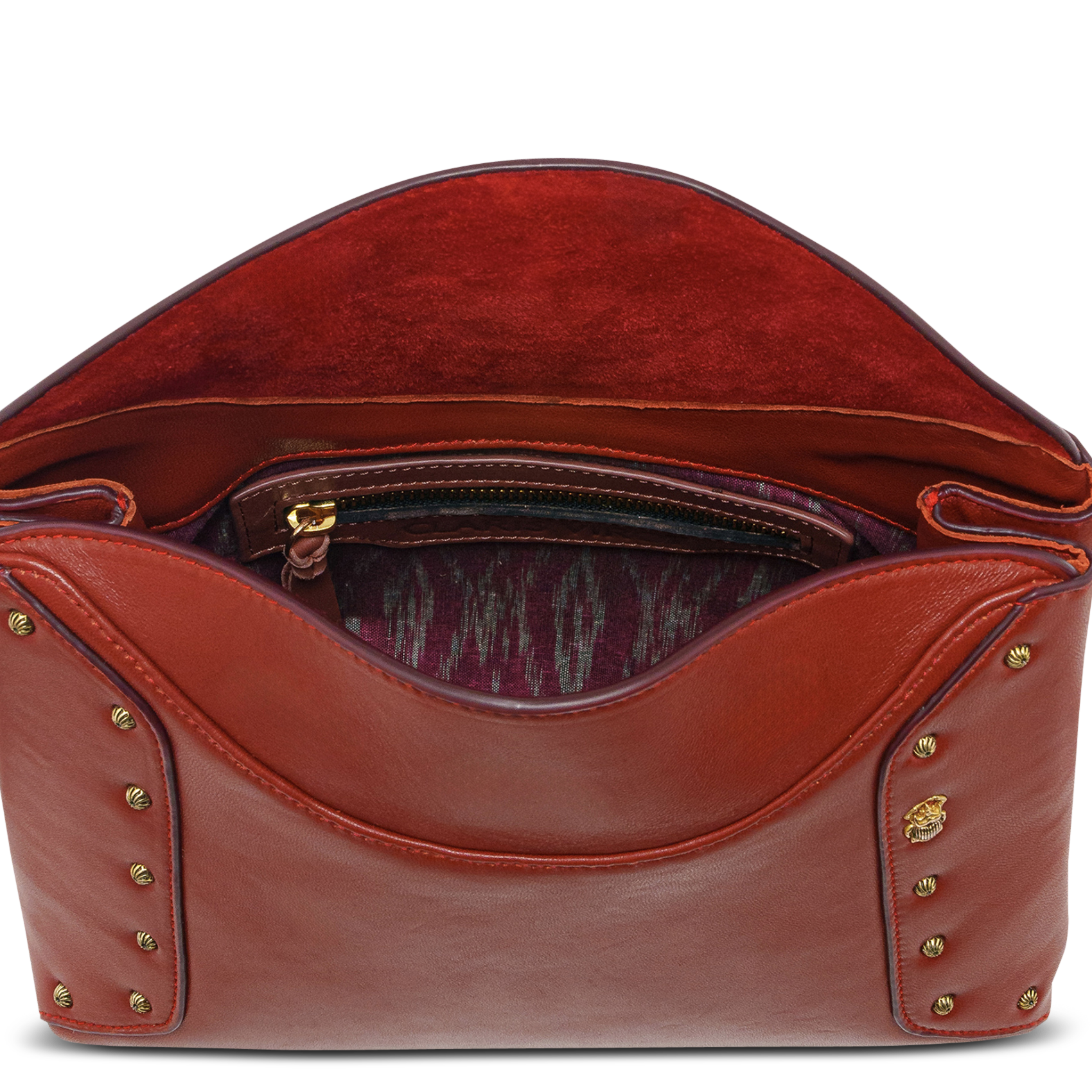 Schoudertas van gemengd leer Rood