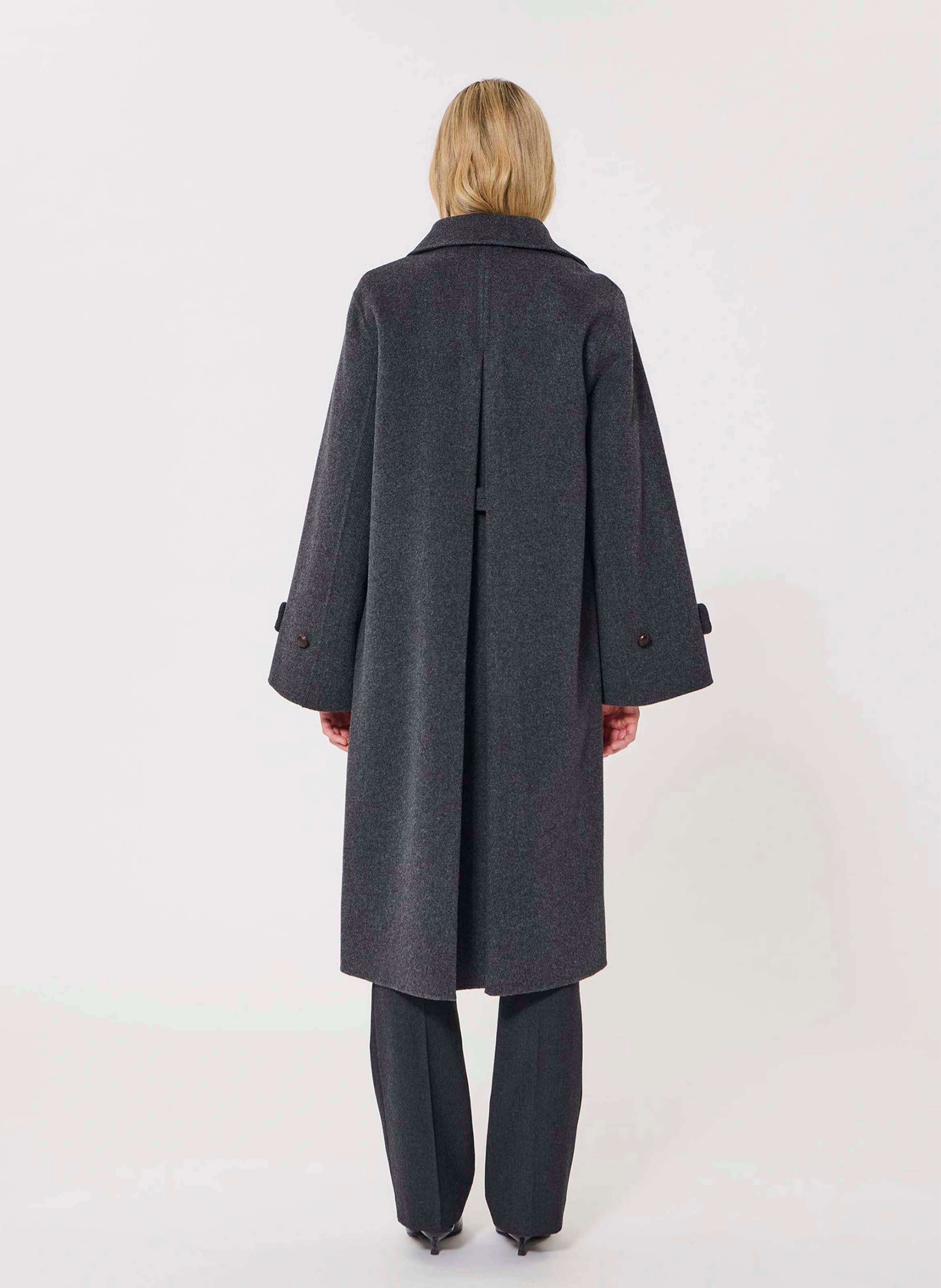 Manteau col classique en laine mélangée TARA JARMON Gris