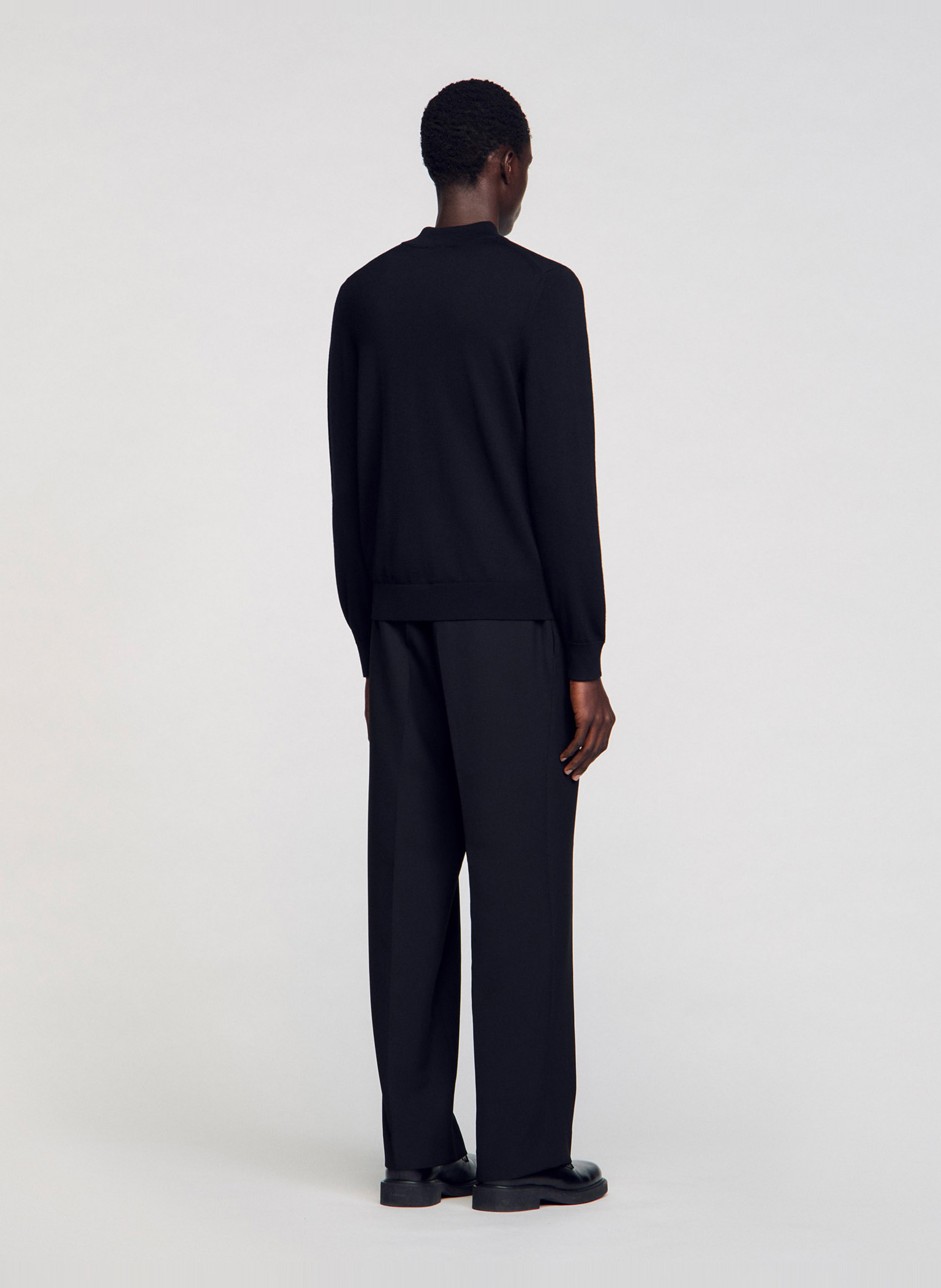 Pull col montant regular-fit en laine SANDRO Noir