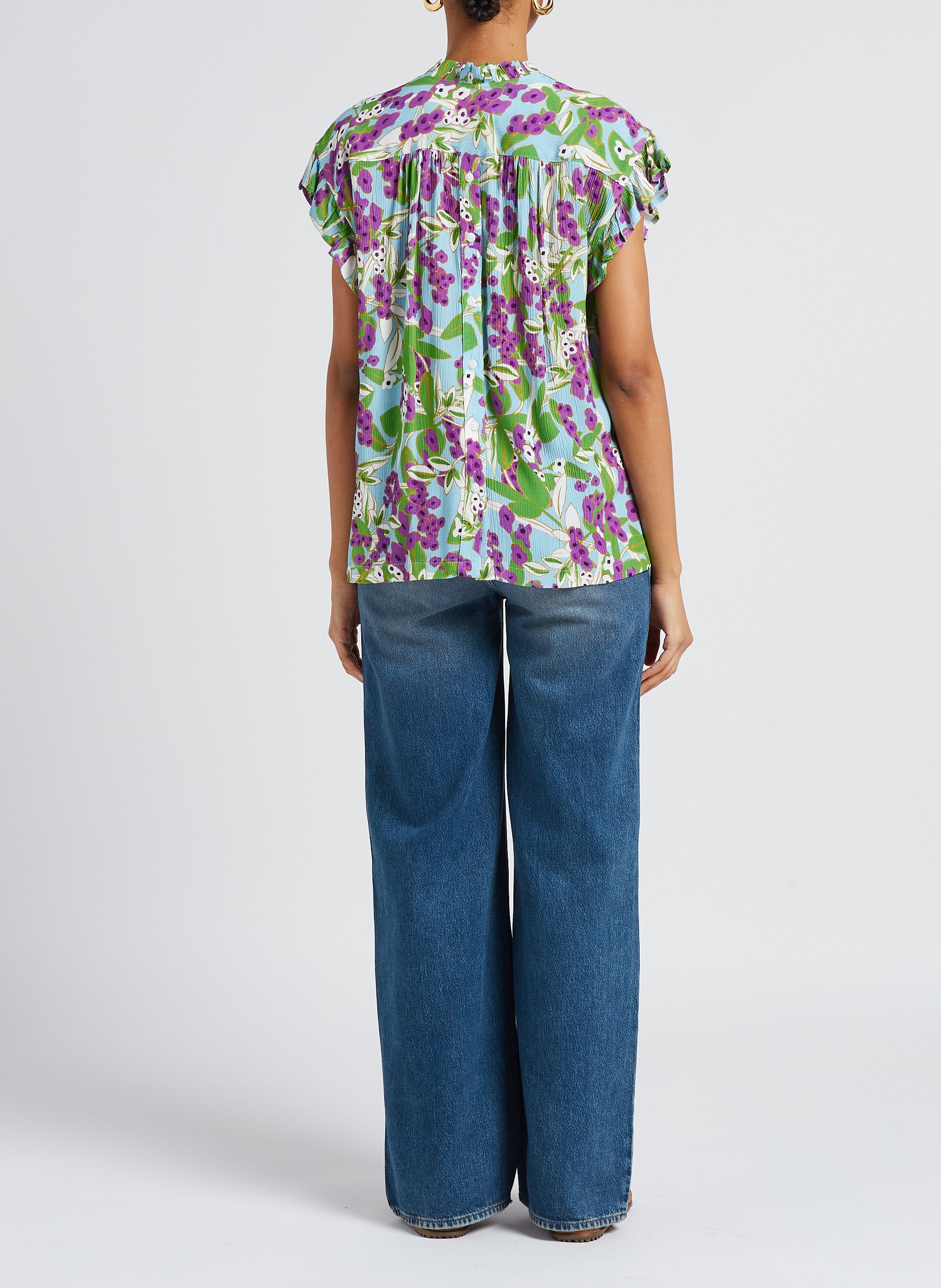 Bedrucktes Top mit Rüschen LA PETITE FRANCAISE Violett