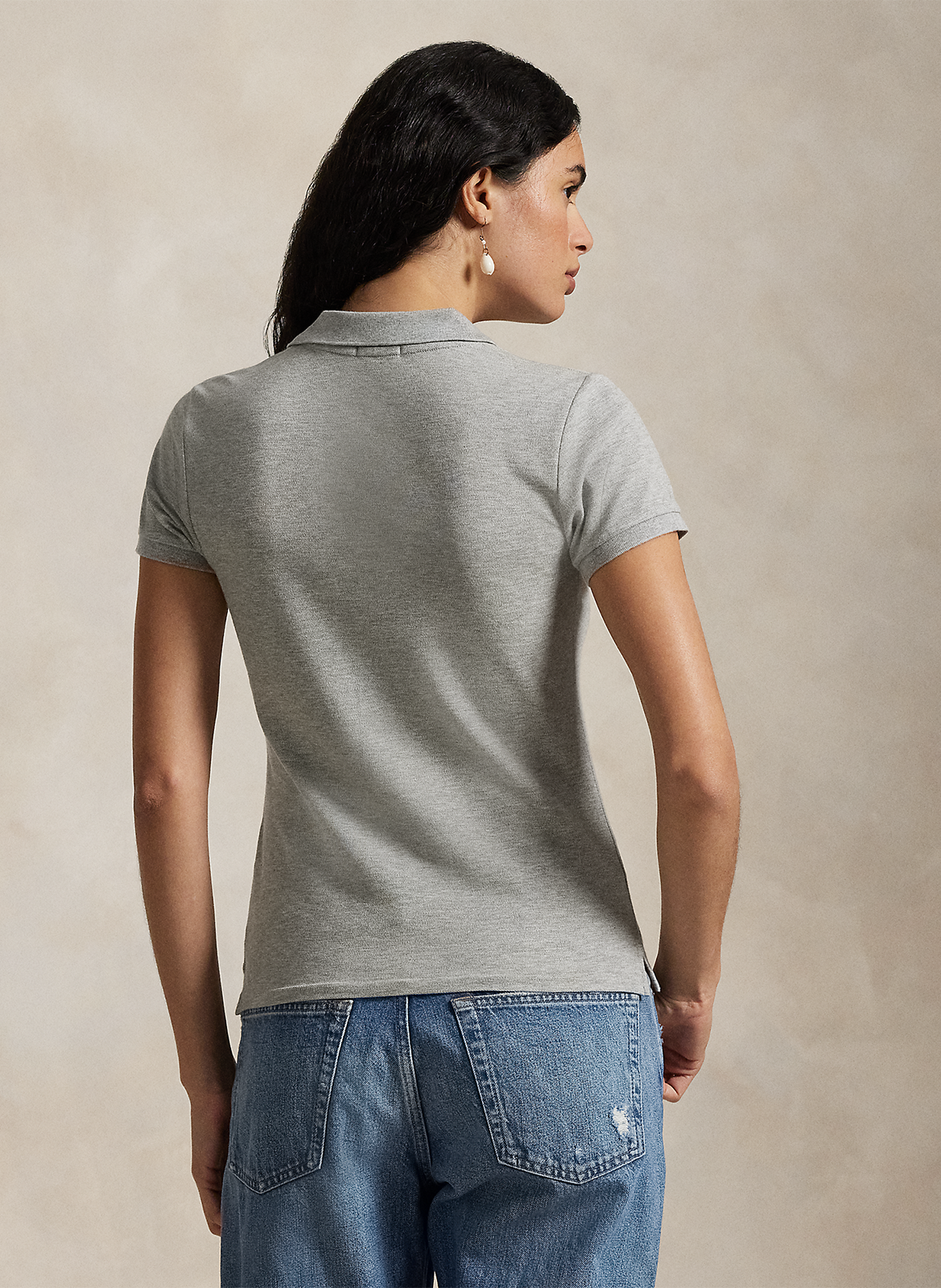 Polo manches courtes boutonné uni Gris