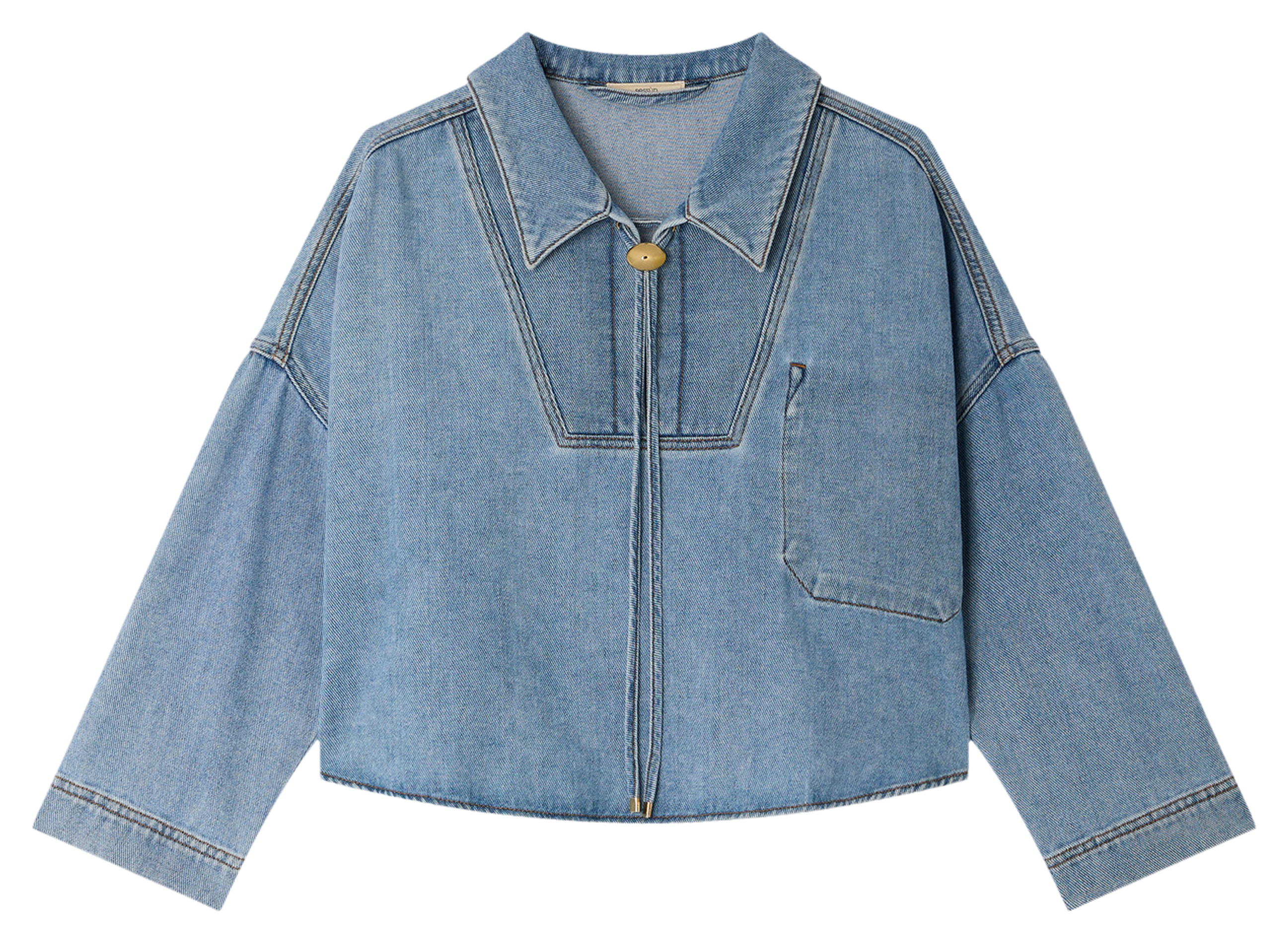 Oversize Bluse mit klassischem Kragen aus Baumwolle SESSUN Blau