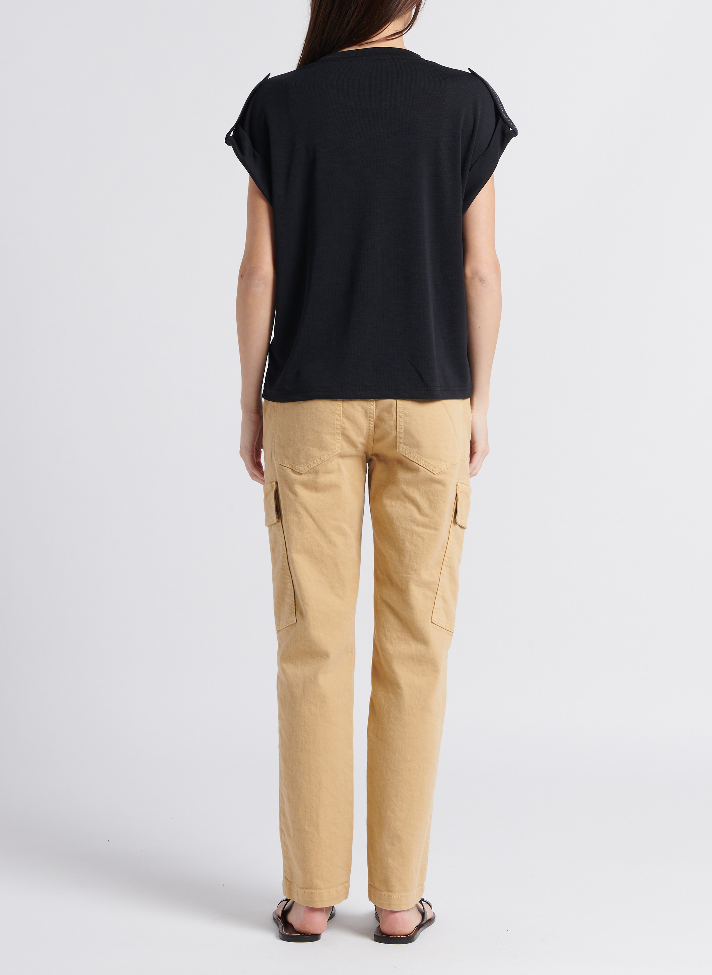 Straight cargo-style cotton-blend pants PLEASE Beige