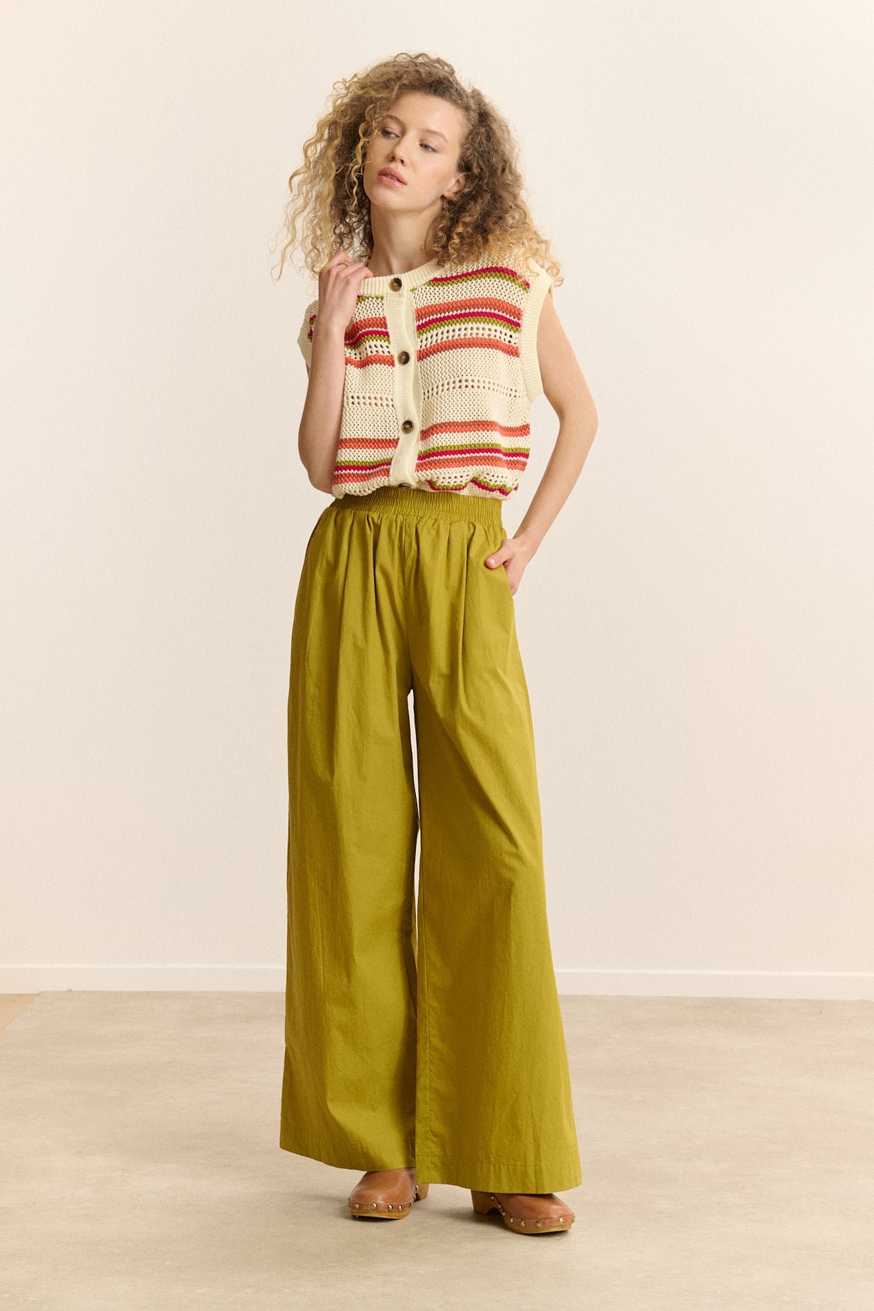 Elasticated wide-leg trousers GARANCE PARIS Green
