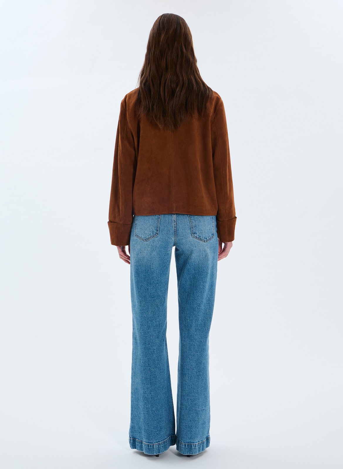 Gerade Knopfleiste Wildlederjacke ZAPA Braun