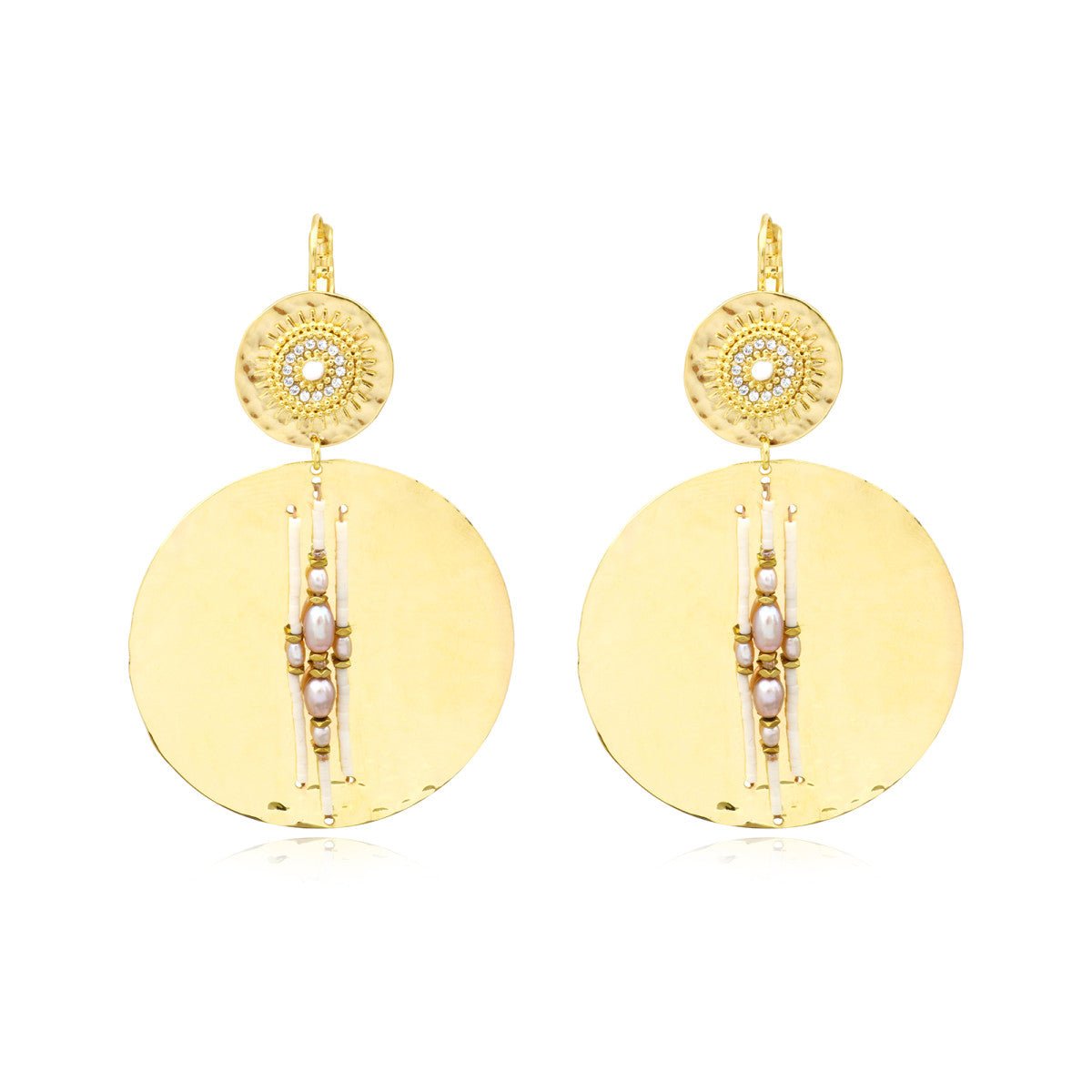 Earrings in fine gold plating SATELLITE PARIS White