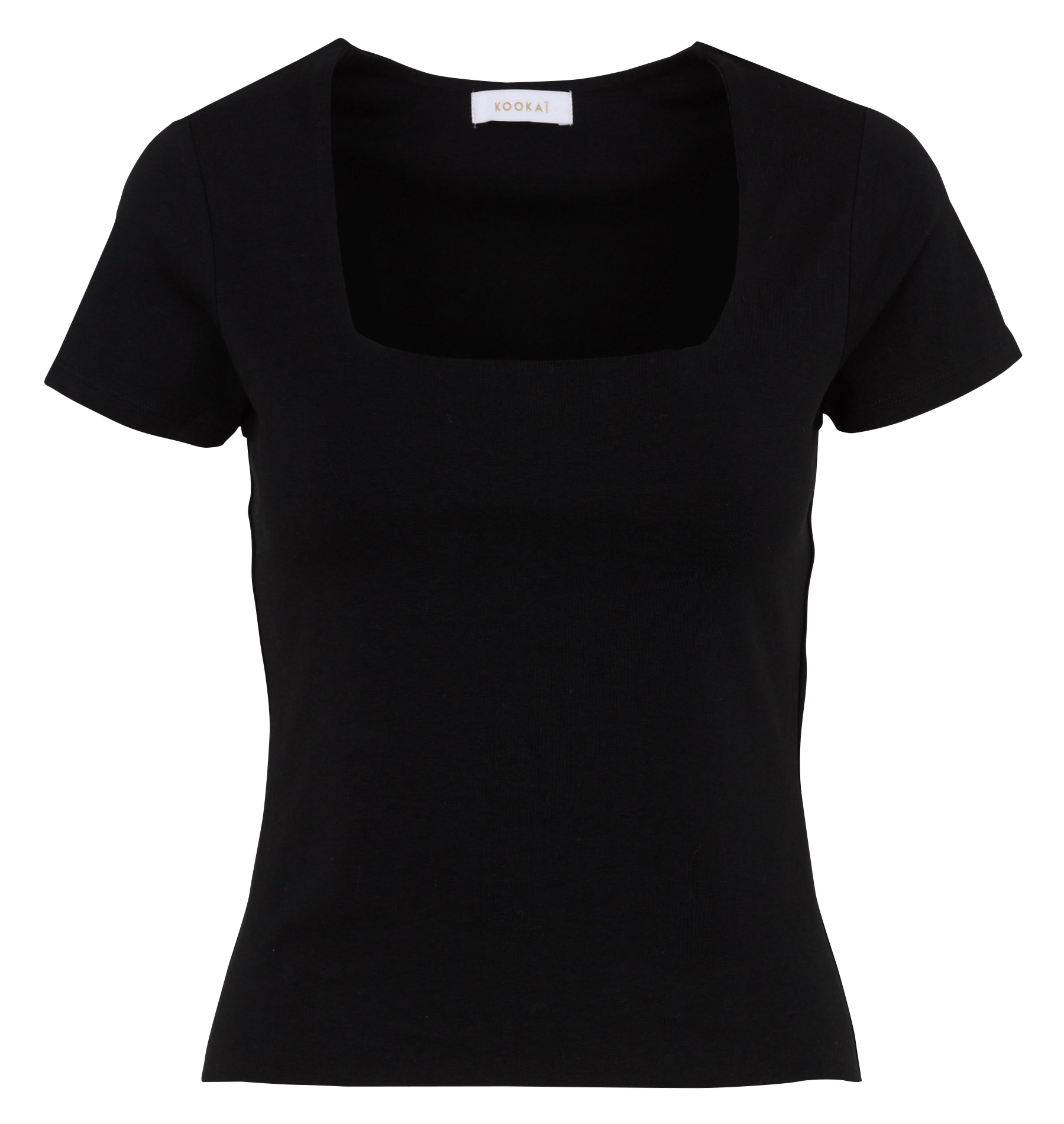 Top van katoenmix met vierkante hals KOOKAI Zwart