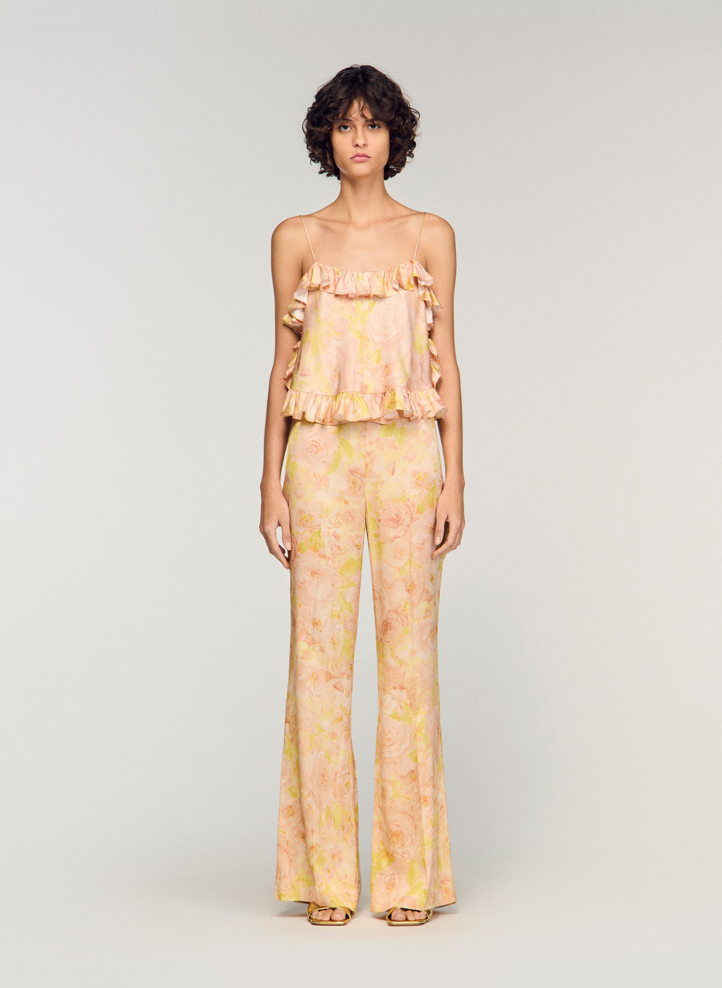 Pantalon évasé imprimé SANDRO Rose