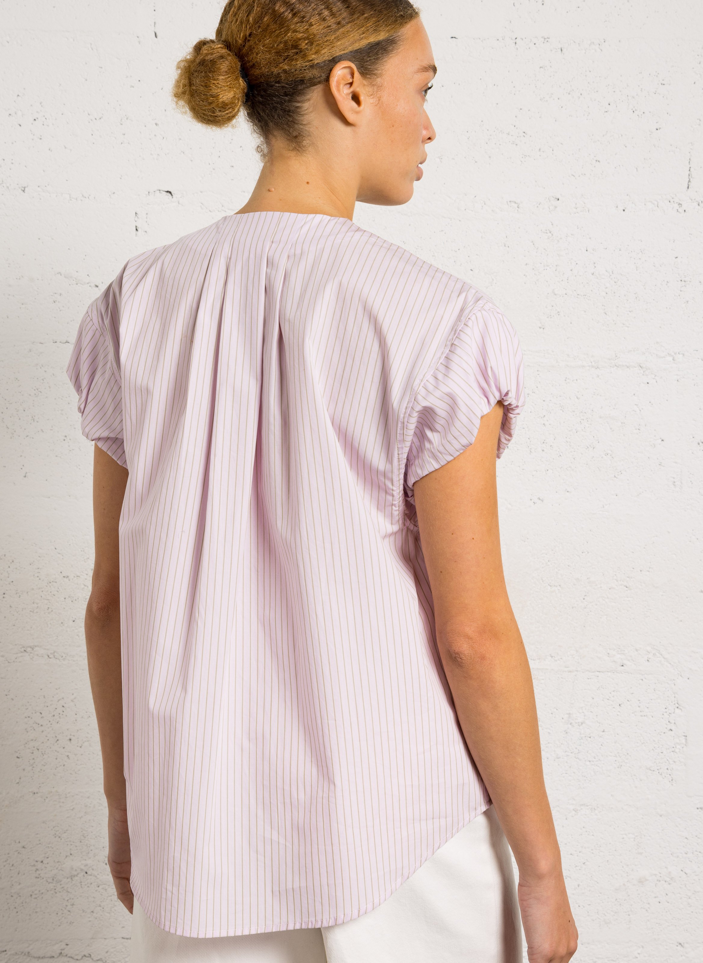 Blouse à rayures col rond JC SOPHIE Rose