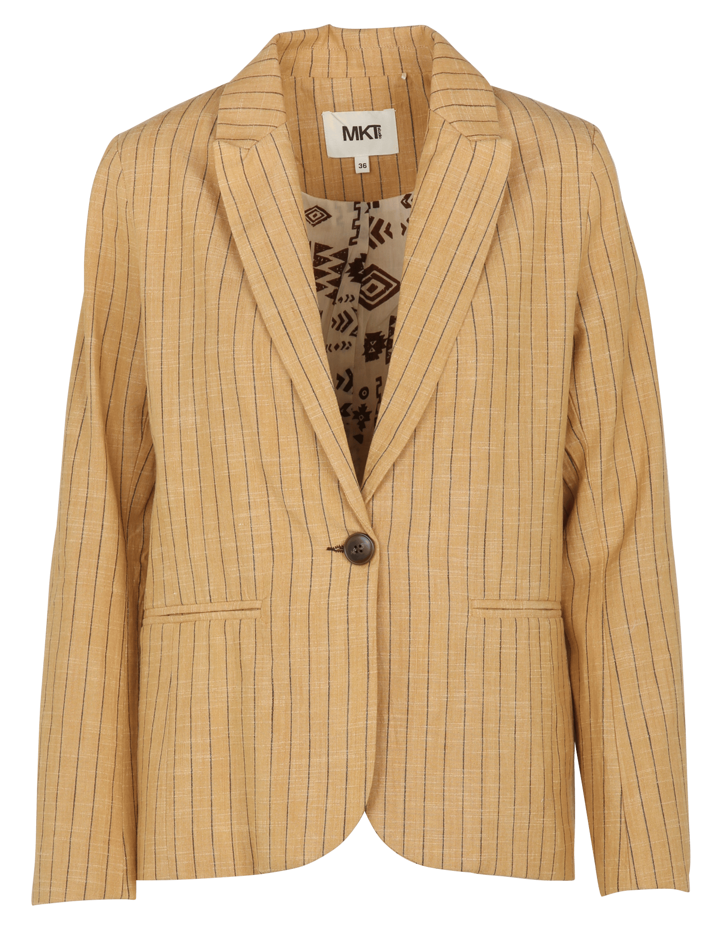 Straight blazer with notched lapel in striped cotton MKT Brown