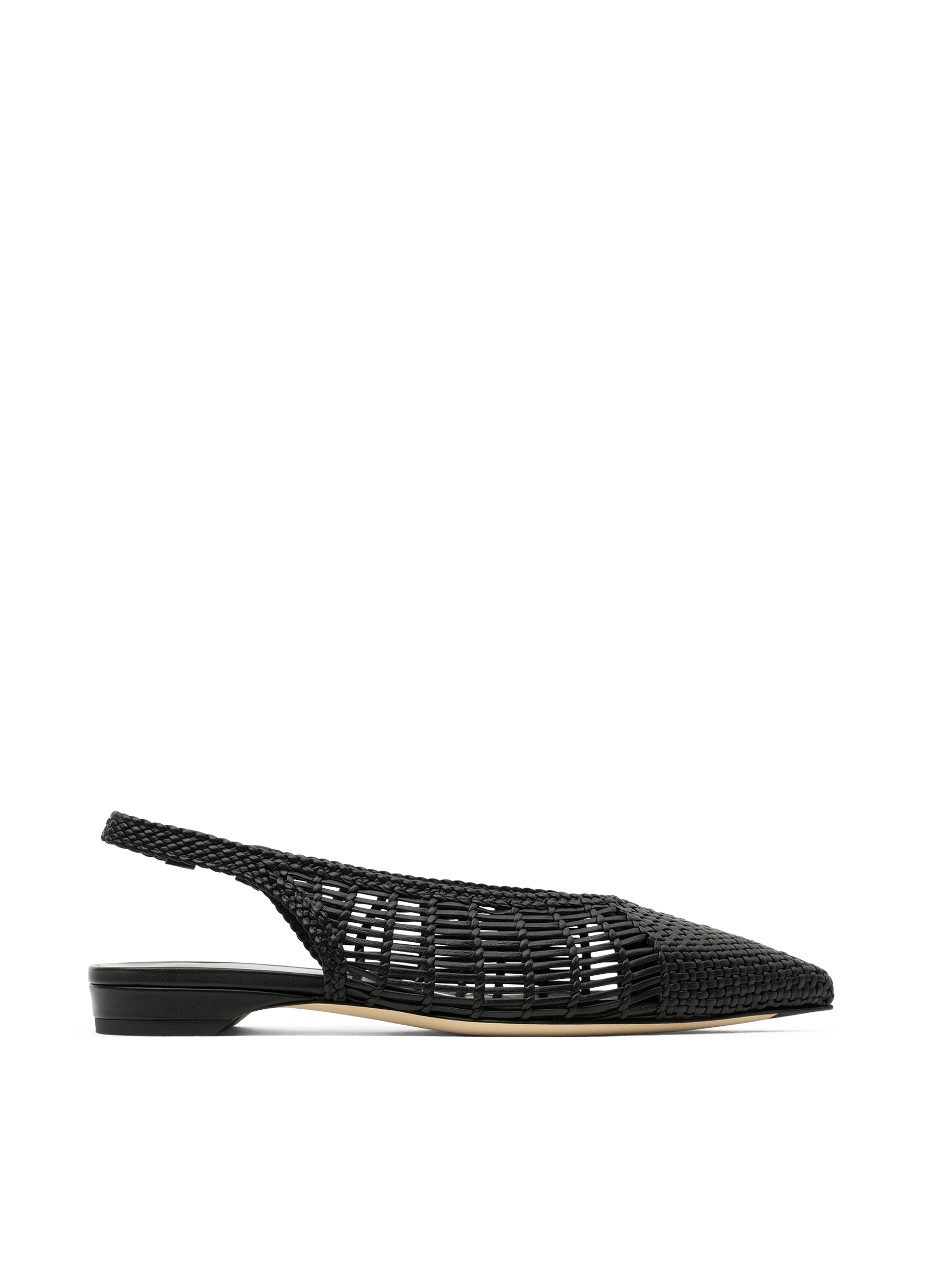 Black braided nappa leather ballerina flats PARALLELE PARIS Black