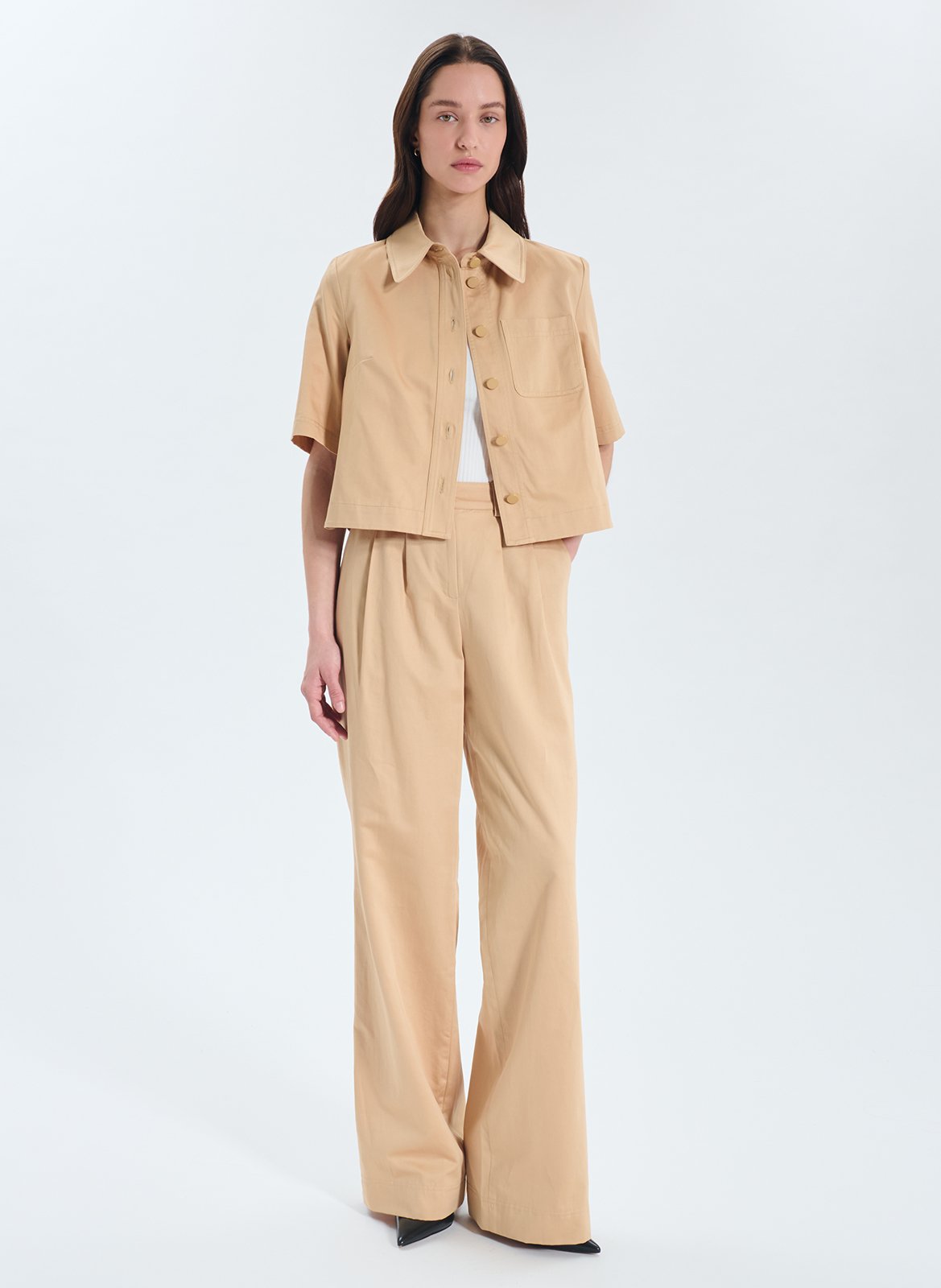 Pantalon large à pinces uni  ZAPA Beige