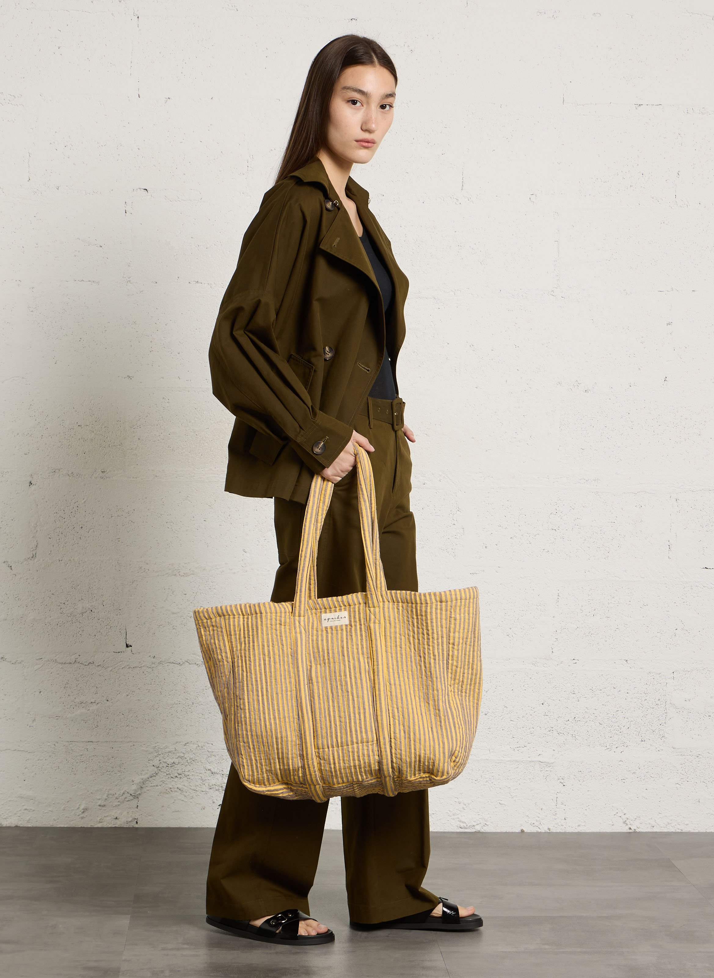 Cabas matelassé à rayures APACHES COLLECTIONS Bleu