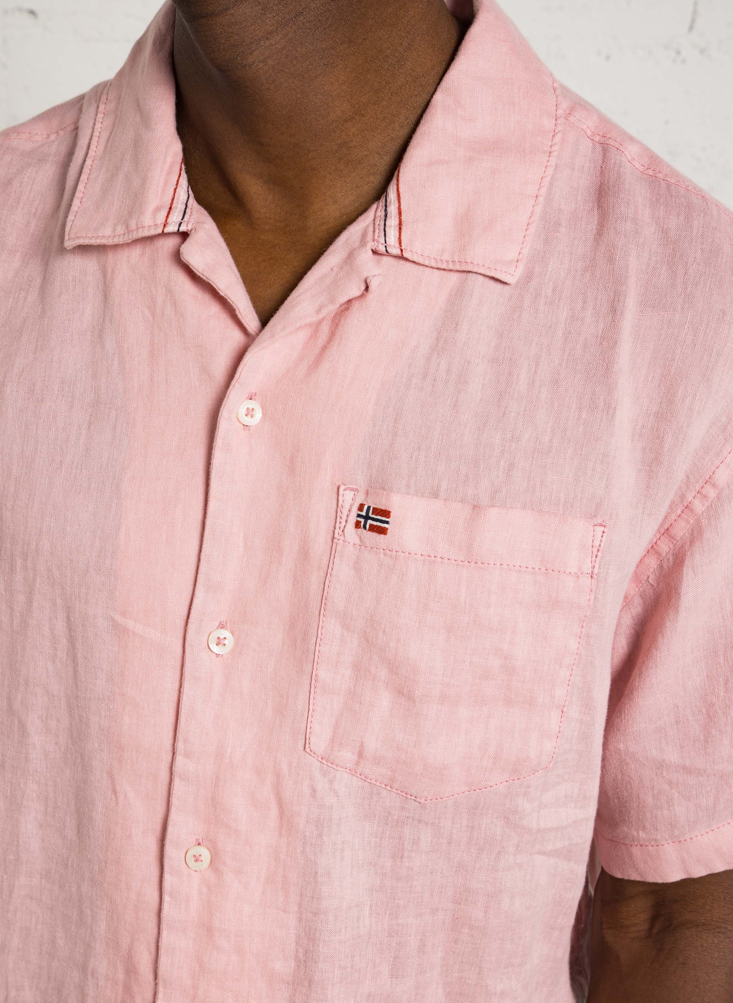 Gerade geschnittenes Leinenhemd NAPAPIJRI Rosa