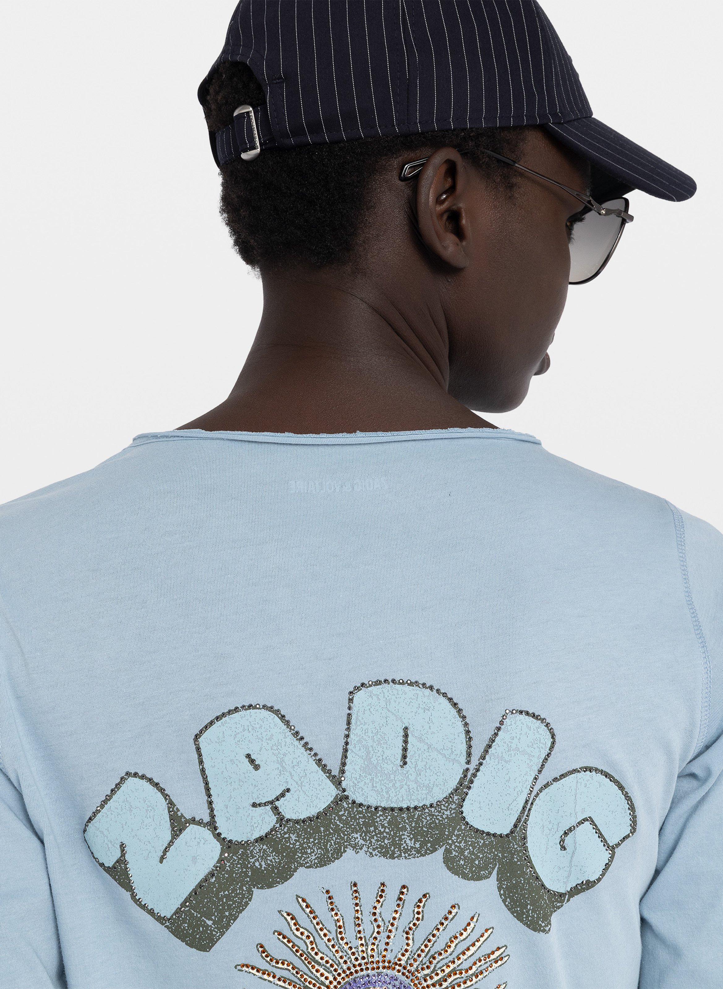 Tee-shirt col tunisien en coton bio ZADIG&VOLTAIRE Bleu