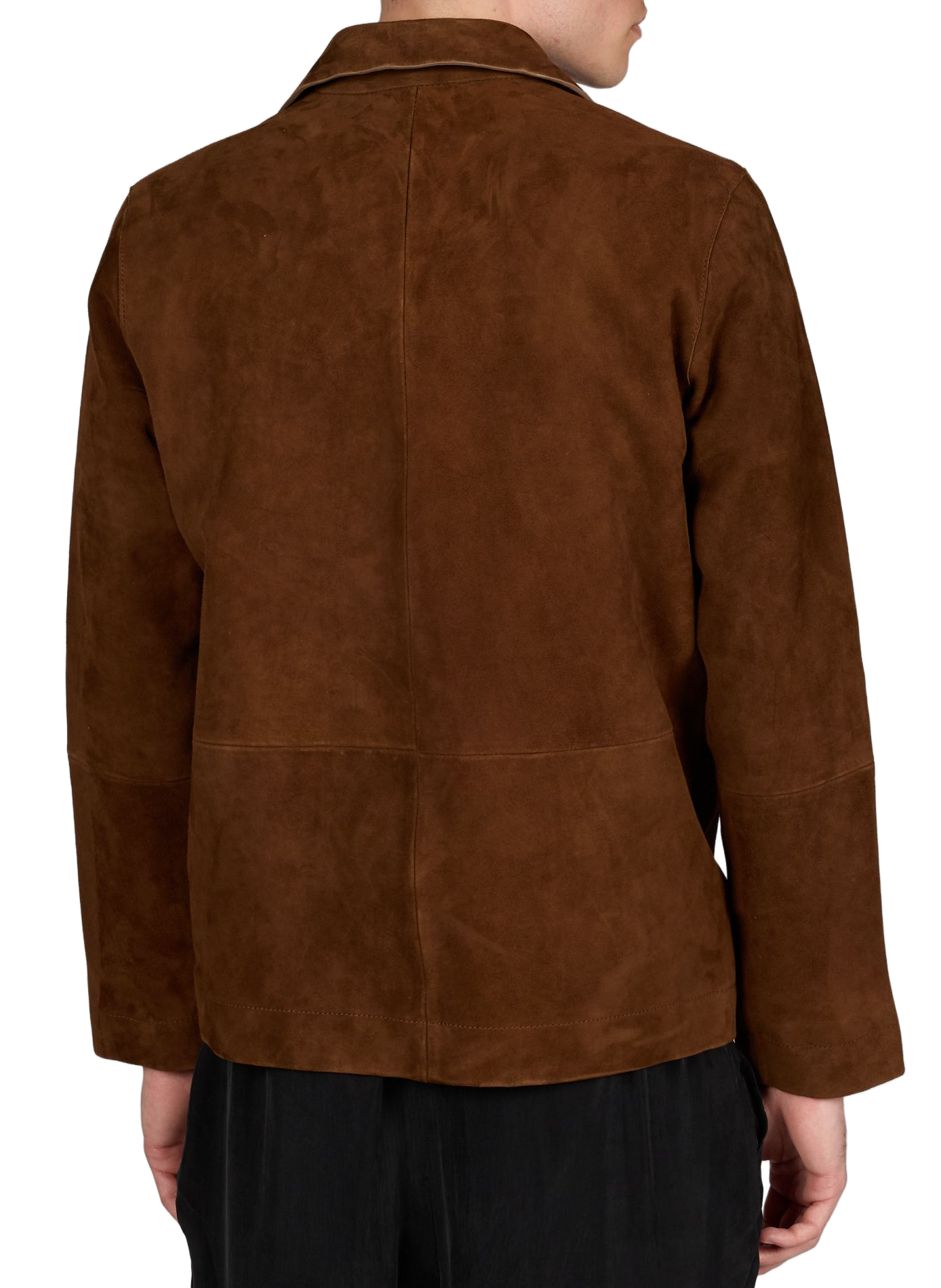Blouson droit col tailleur en cuir velours SAISON 1865 Marron