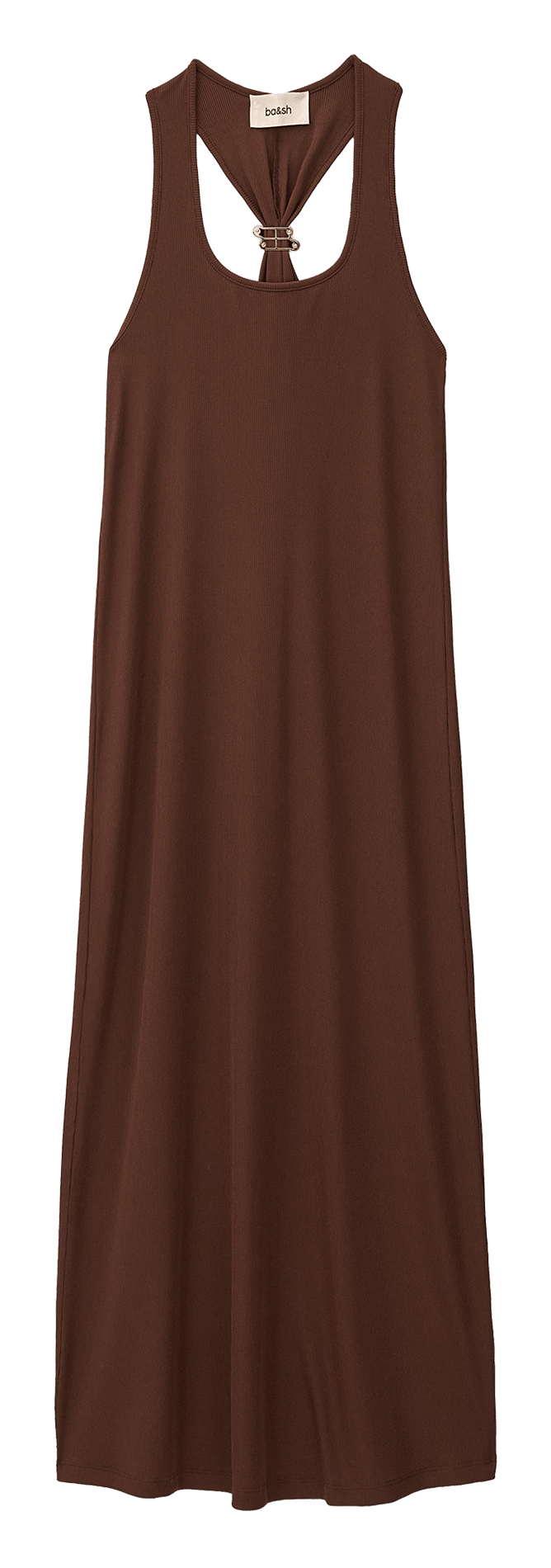 Lange jurk met vierkante halslijn BA&SH Bruin