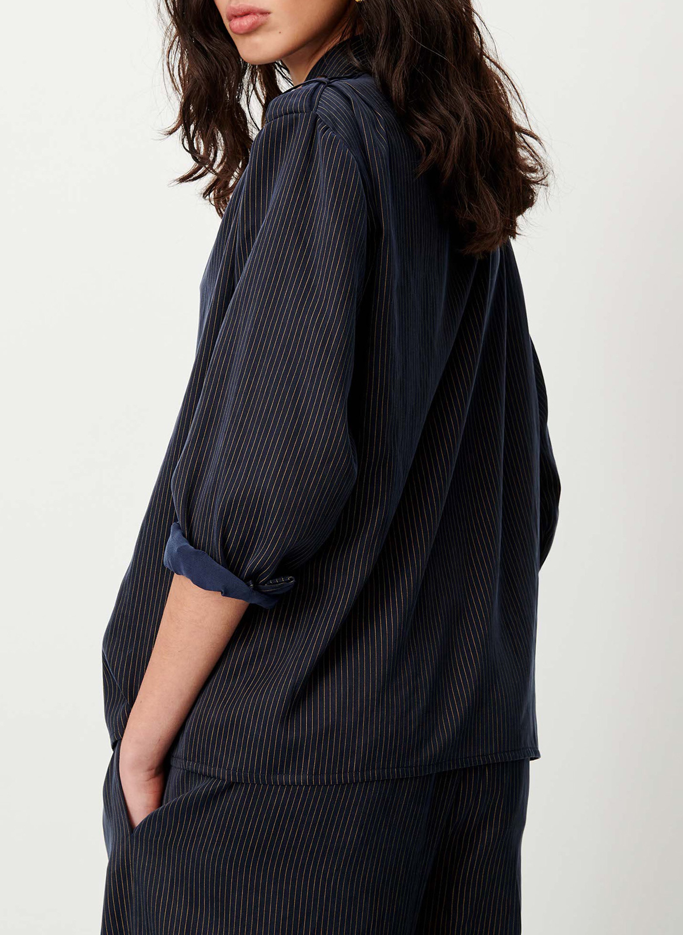 Oversized button-up shirt with stripes SESSUN Blue