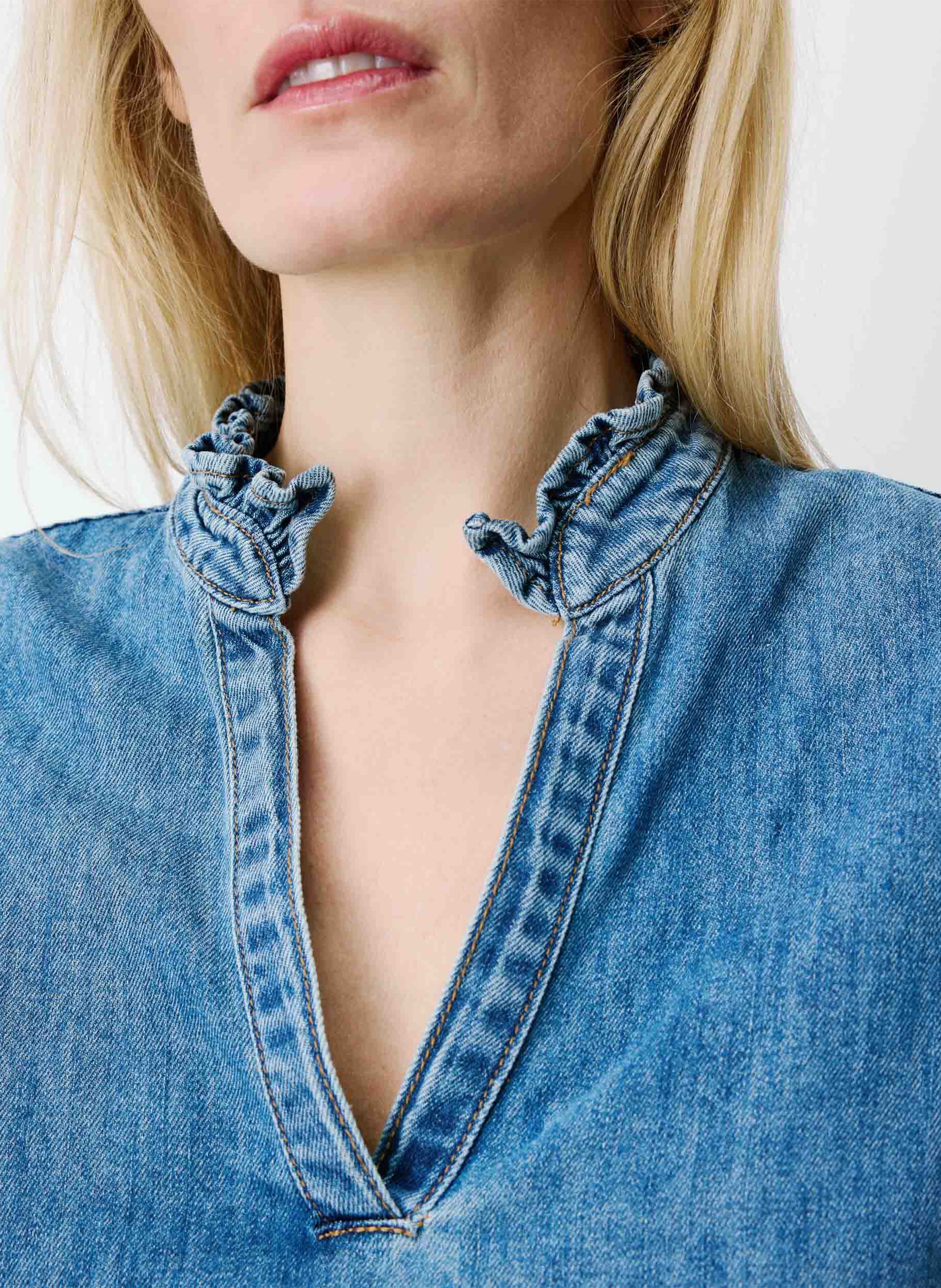 Cotton-blend loose-fit top GRACE ET MILA Blue