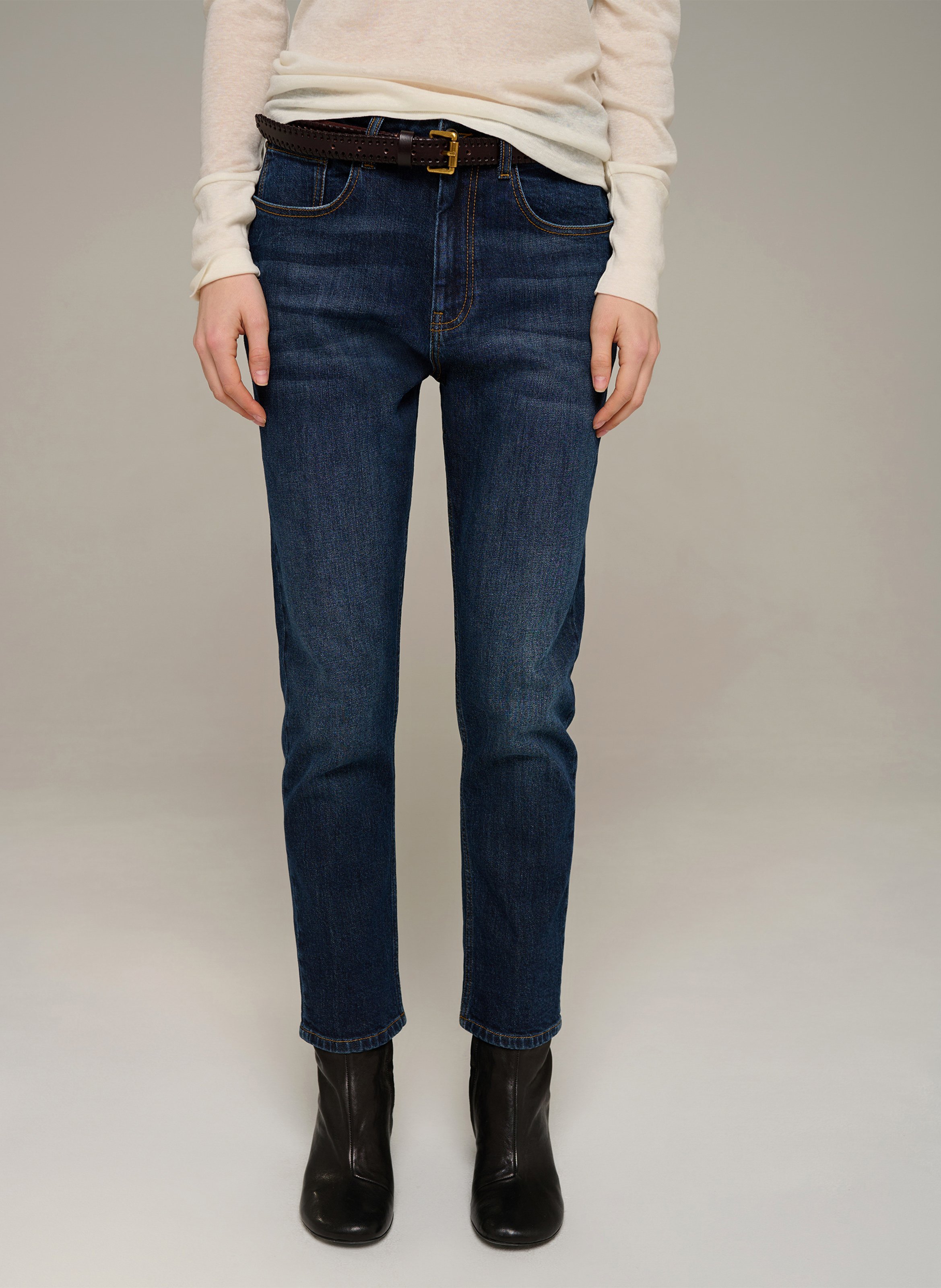 Pantalón recto de mezclilla de algodón COTELAC Azul