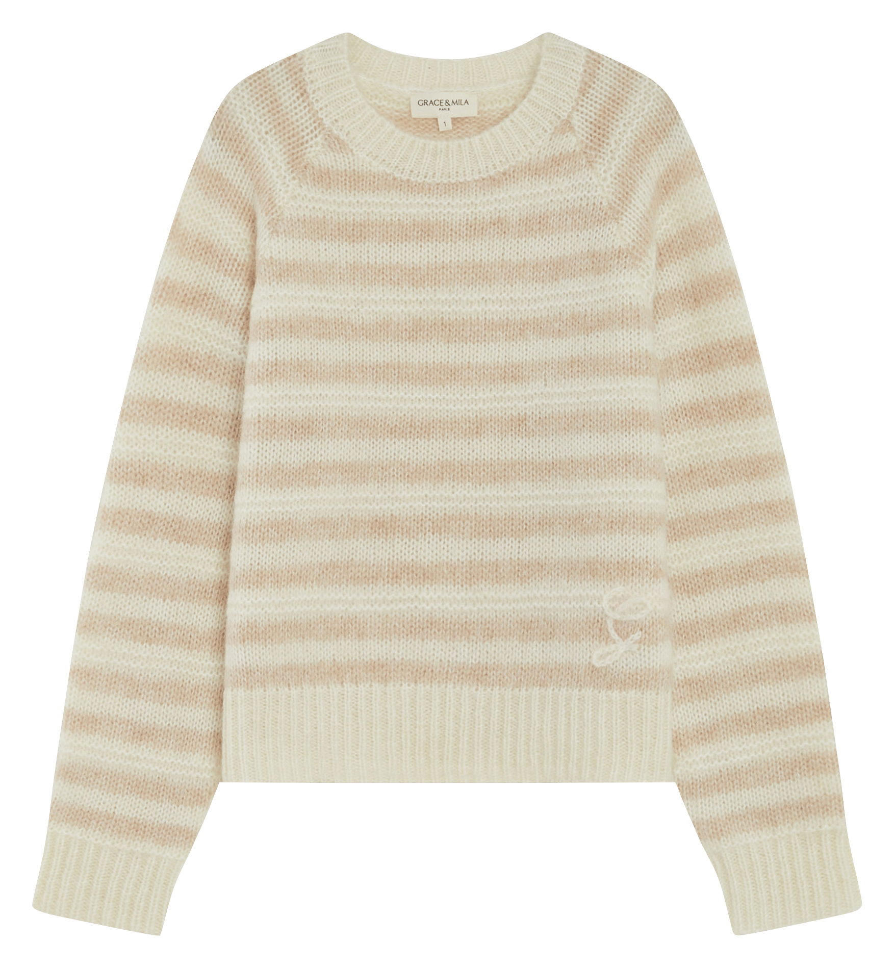 Pull col rond en laine mélangée GRACE ET MILA Beige