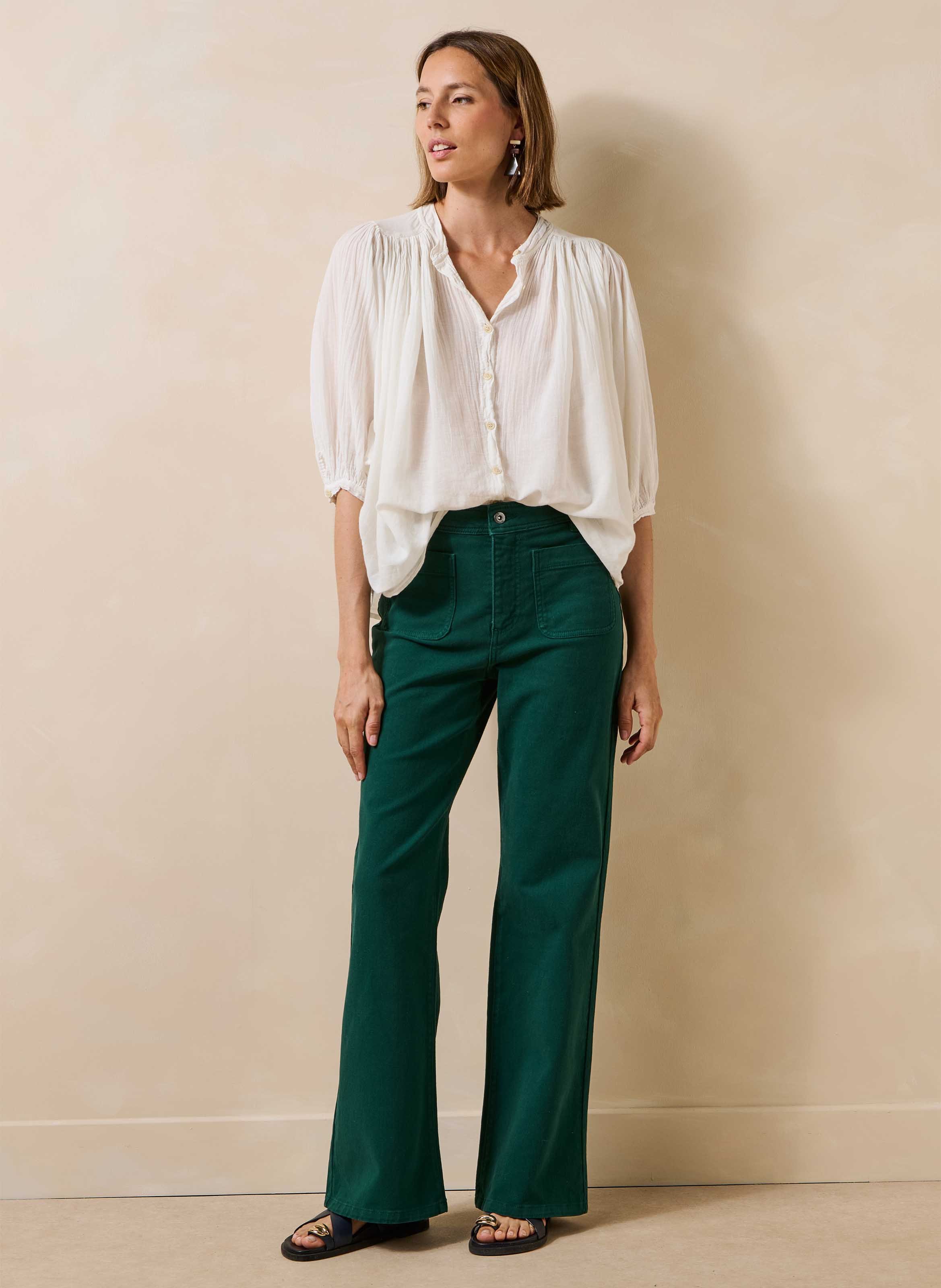 Katoenen bootcut jeans LA FEE MARABOUTEE Groen