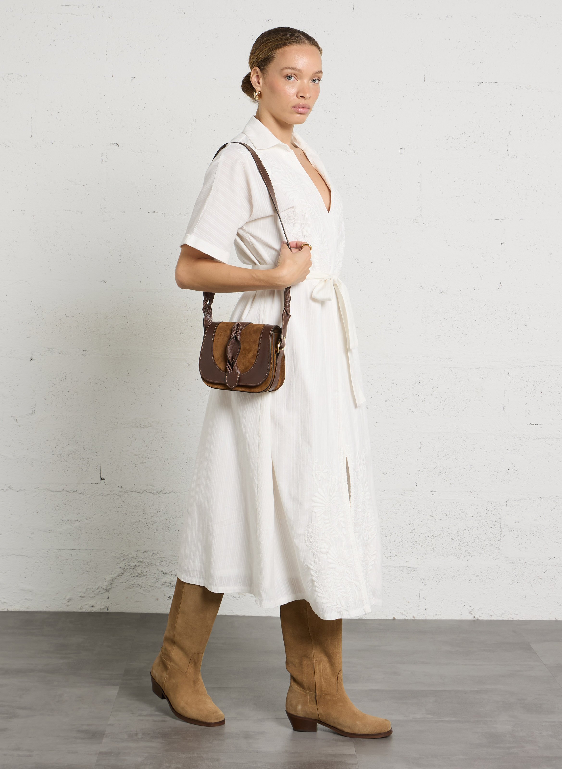 Leren schoudertas MAISON 123 Beige