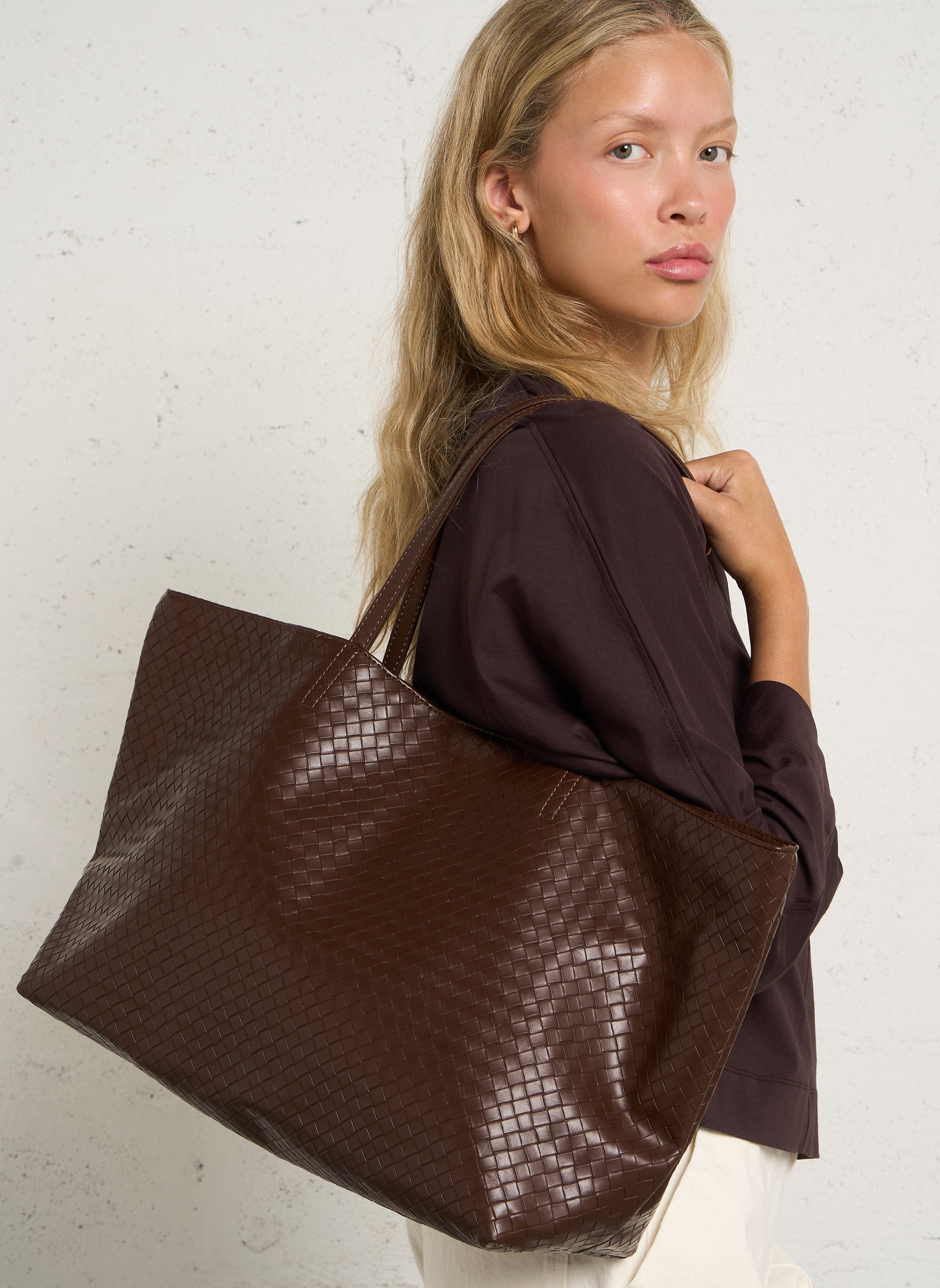 Braided shopping bag BECKSONDERGAARD Brown
