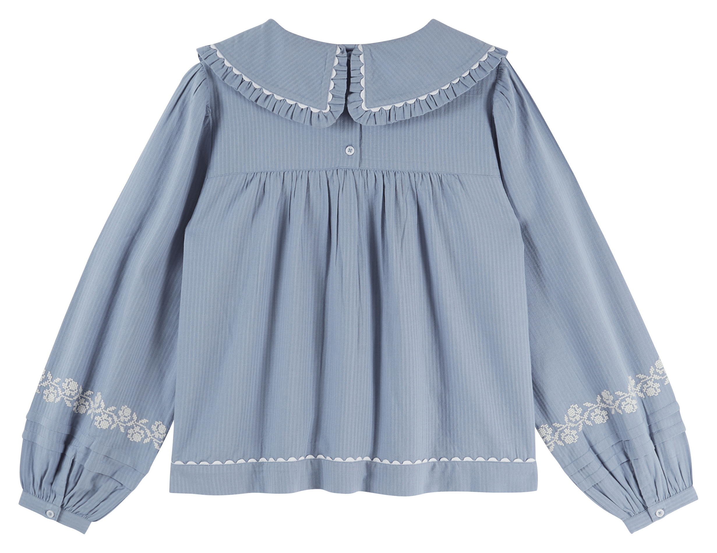 Blouse col claudine en coton EMILE ET IDA Blau