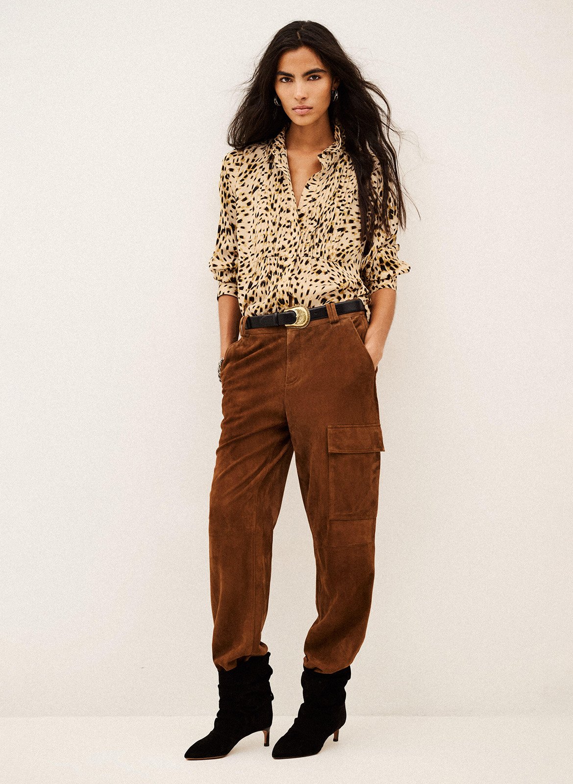 Chemise droite imprimée BA&SH Beige