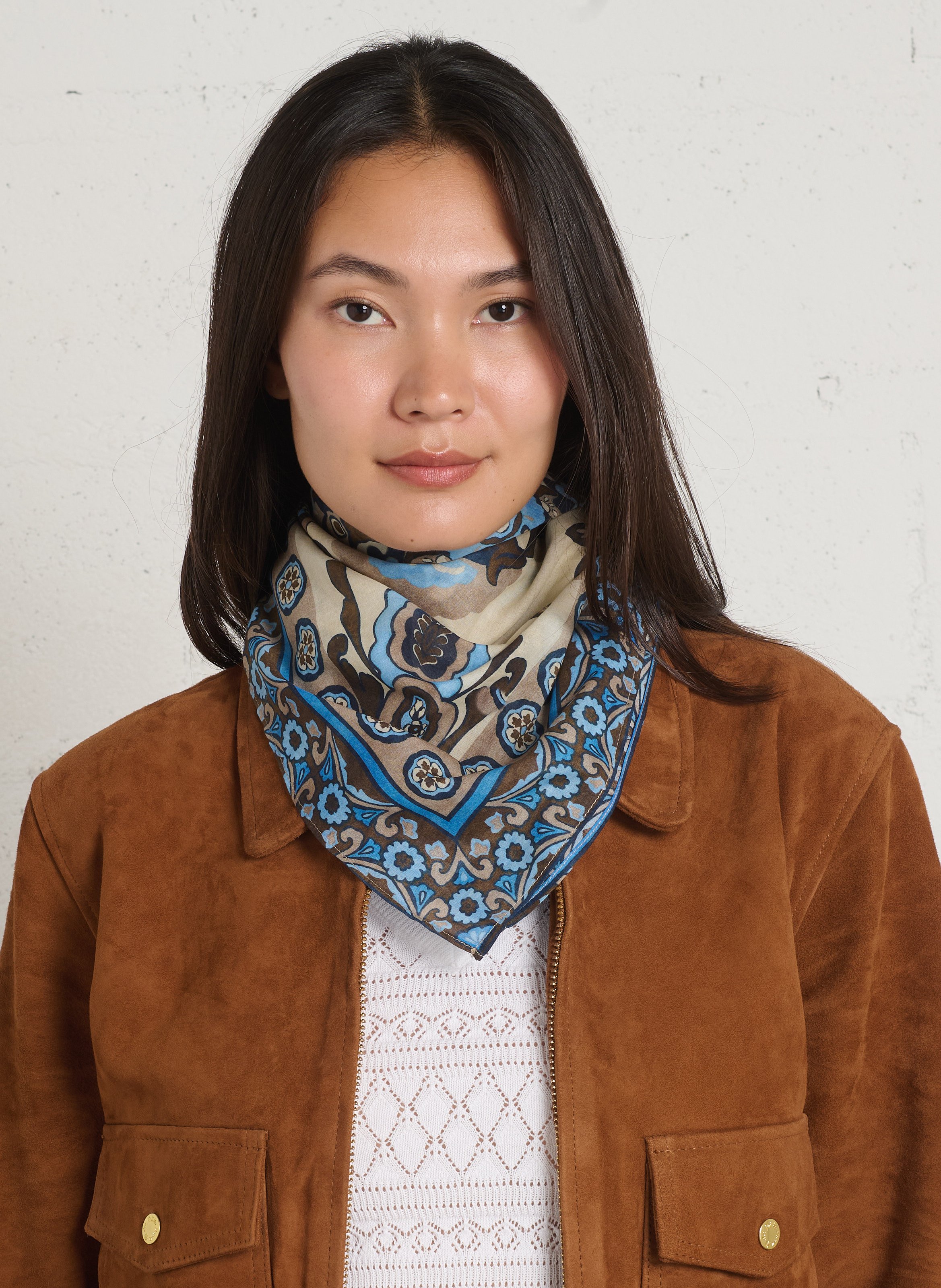 Katoenen foulard met print SUD EXPRESS Blauw