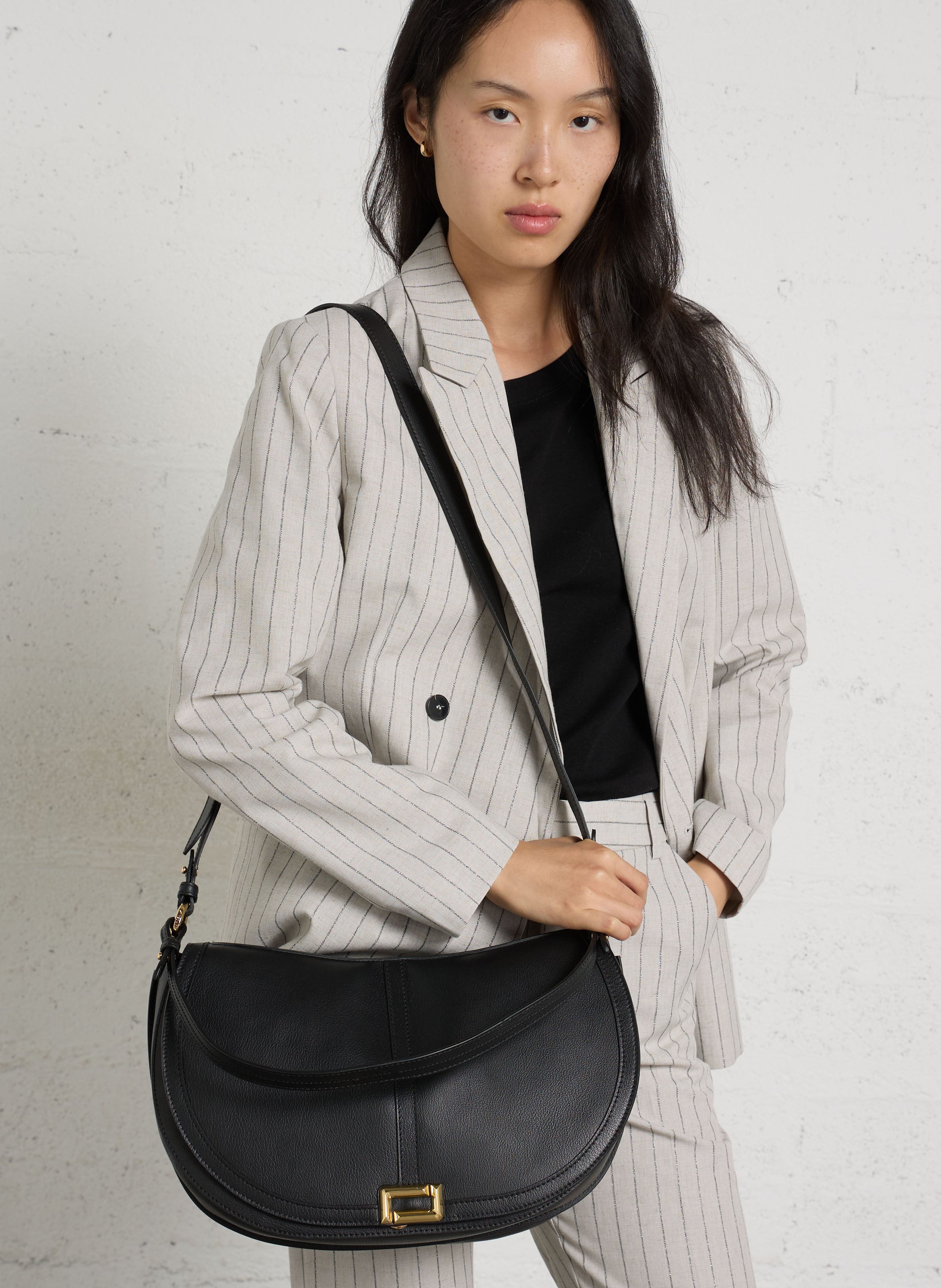 Sac bandoulière en cuir de vachette LANCEL Noir