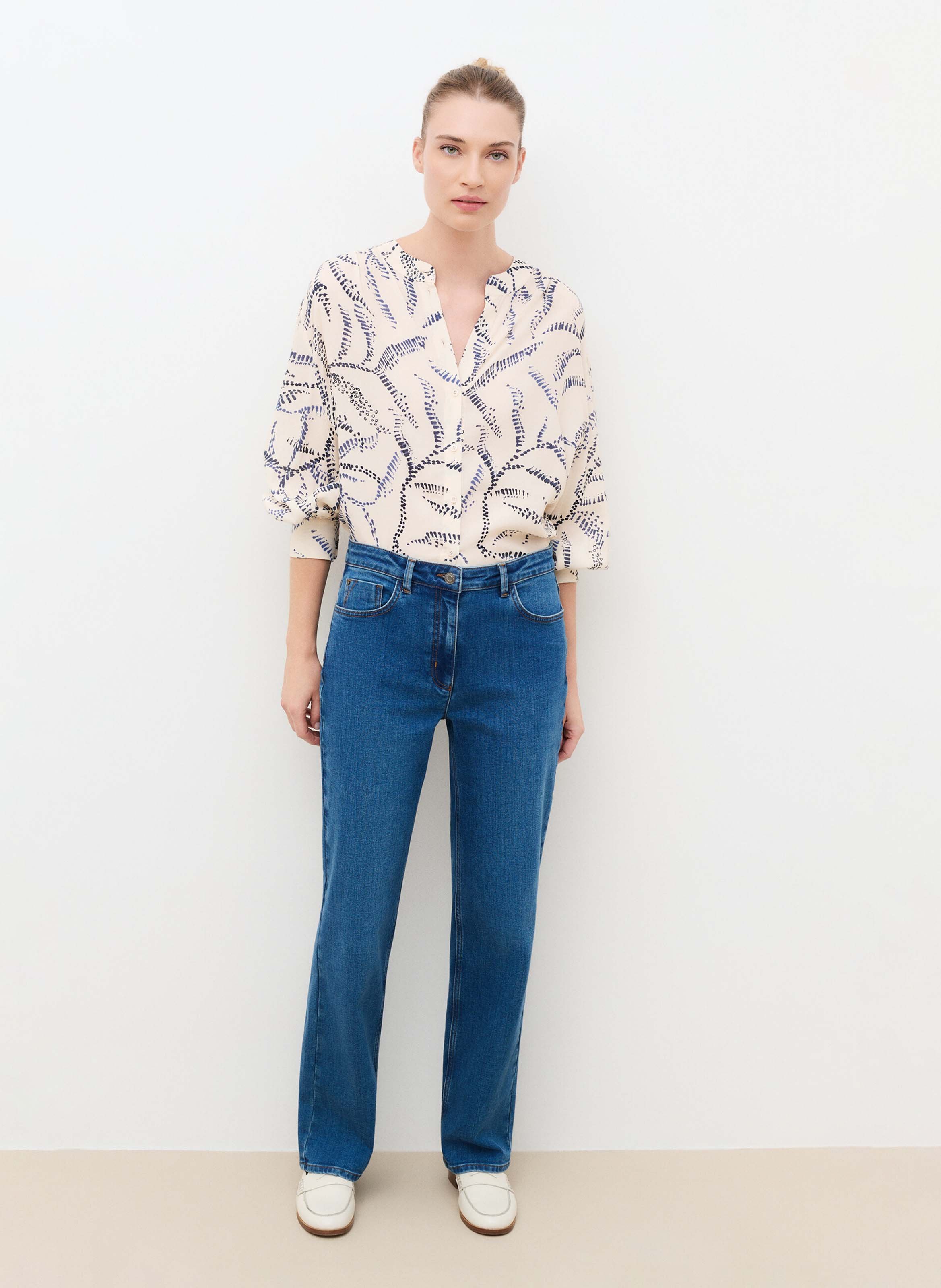Straight-fit jeans van katoenmix CAROLL Blauw